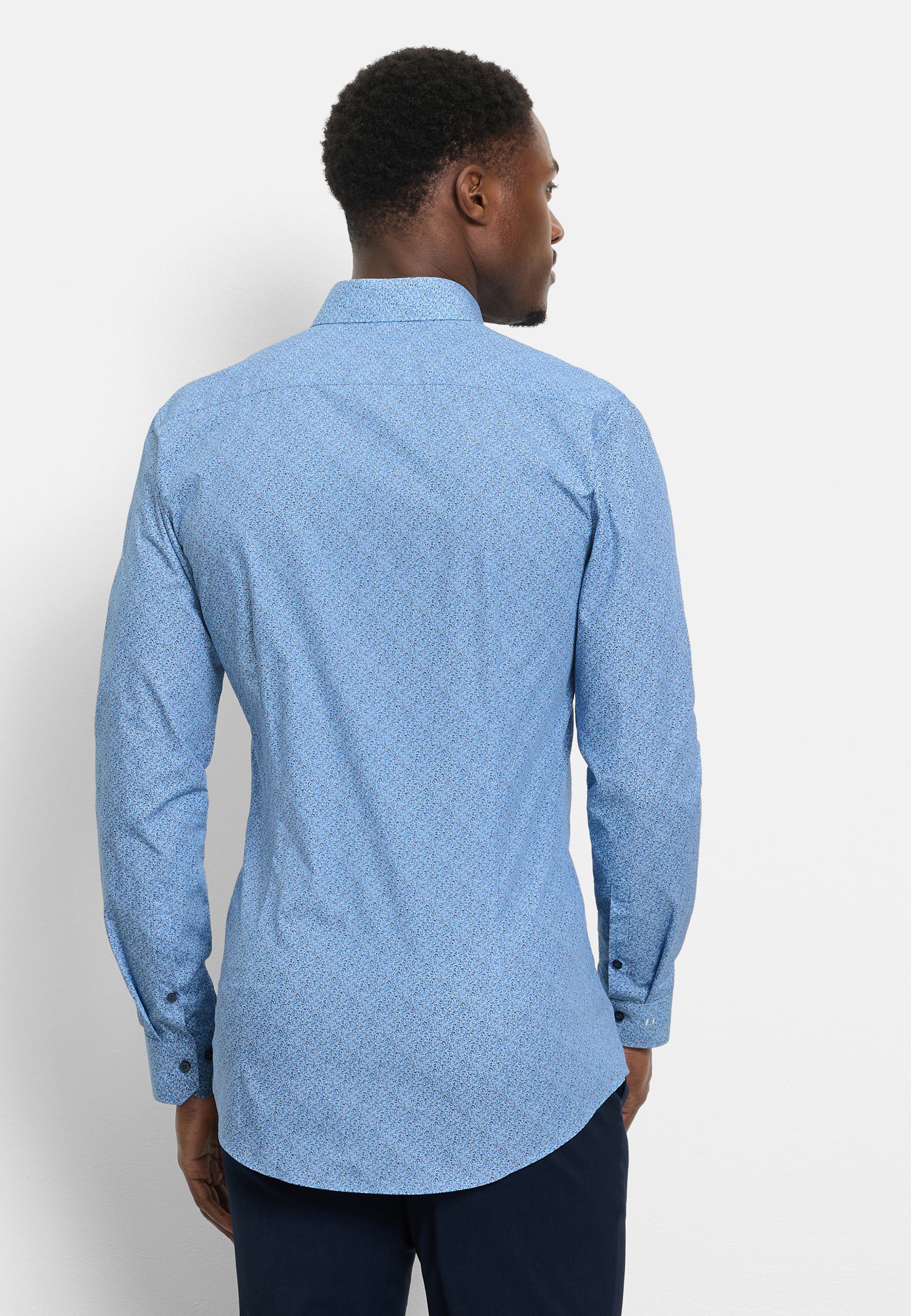 Businesshemd OLYMP "OLYMP No. Six, super slim, Kent", Herren, Gr. 42, Normaler Arm, bleu, 100% Baumwolle, Hemden 6
