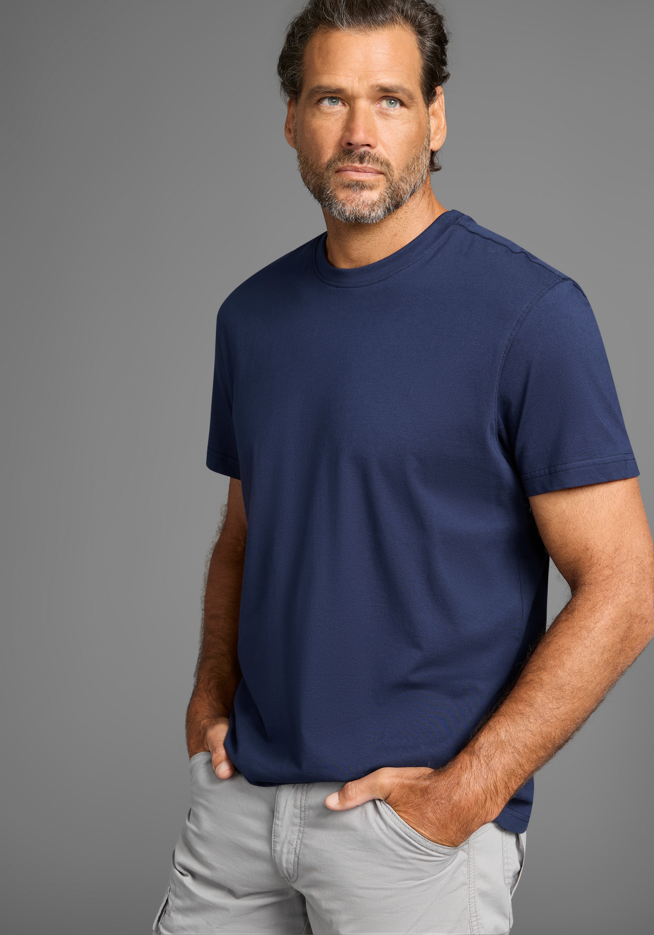 Man's World T-Shirt »neue Farben!«, (3er-Pack), Kurzarm, unifarben, Rundhals, aus Baumwolle