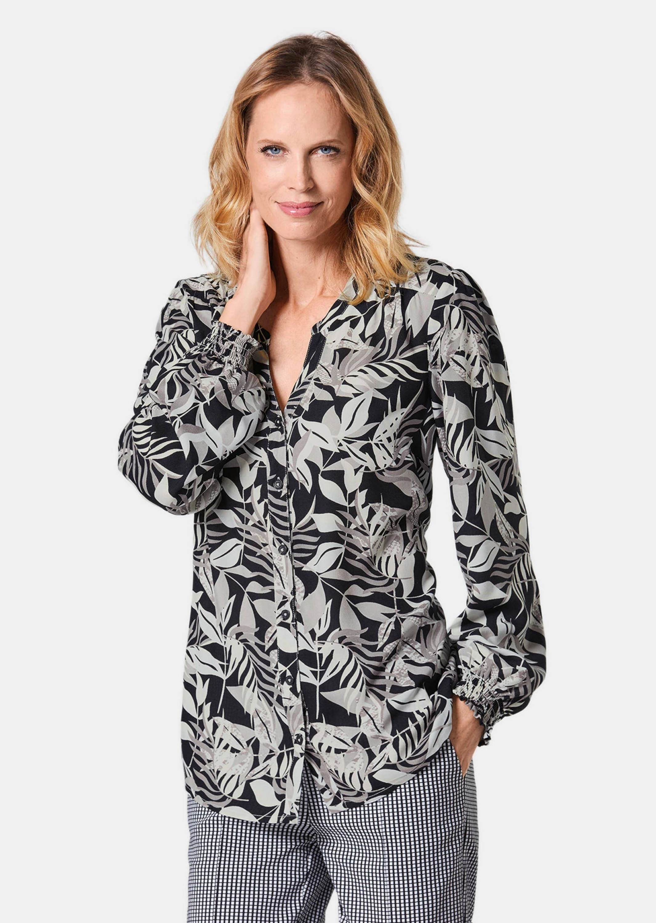 GOLDNER Tunika "Tunika-Druckbluse" mit durchgehender Knopfleiste günstig online kaufen