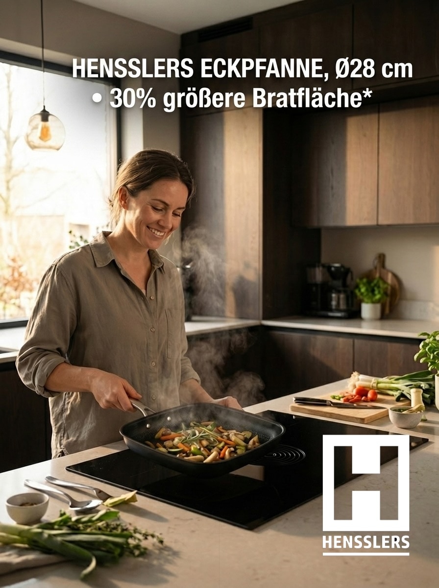 HENSSLERS Bratpfanne »Premium, aus Edelstahl, Eckpfanne mit Wabenstruktur, 28 cm« Edelstahl 18/10 1 tlg.