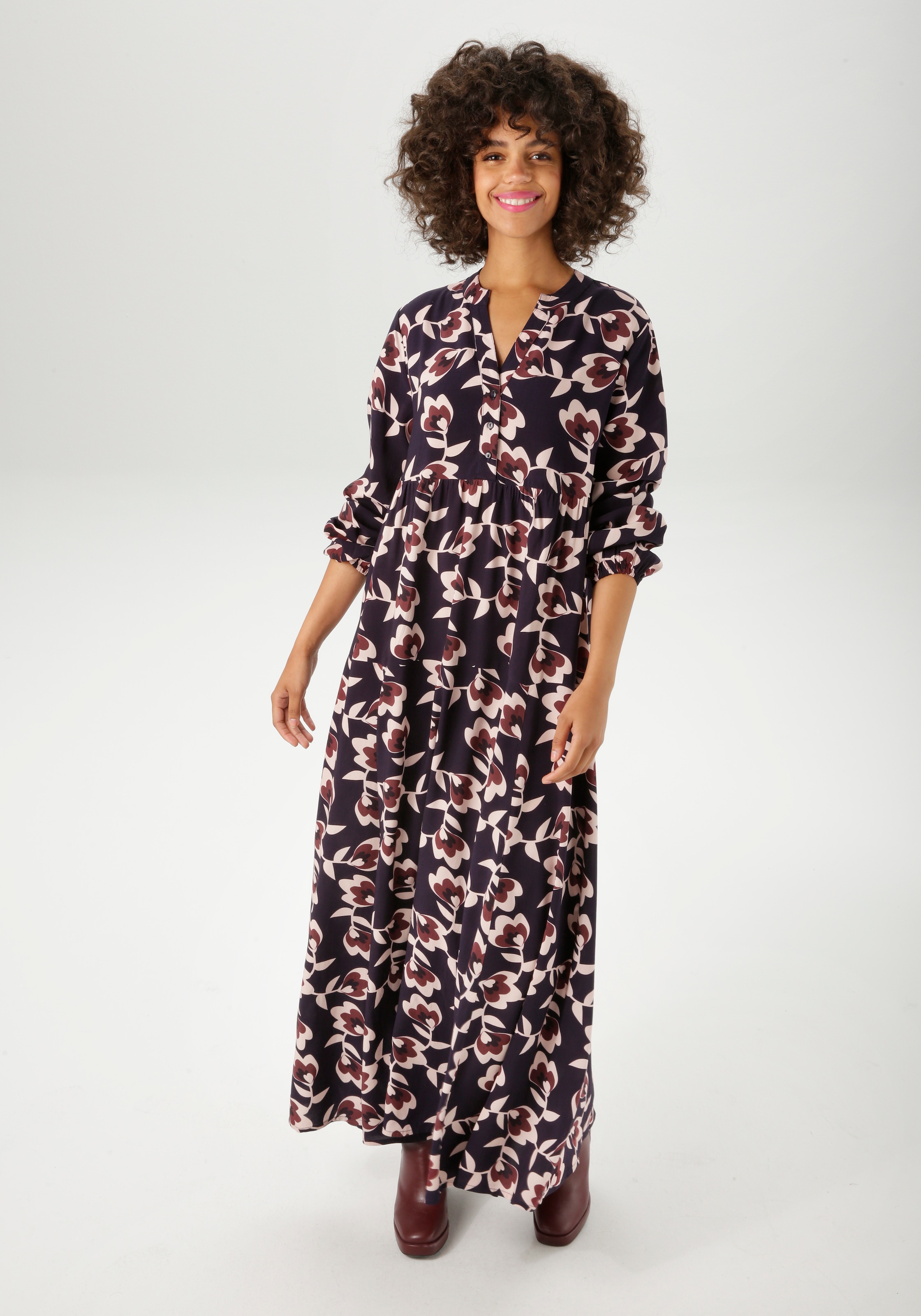 Aniston CASUAL Maxikleid, mit grafischen Blumen bedruckt- jedes Teil ein Un günstig online kaufen