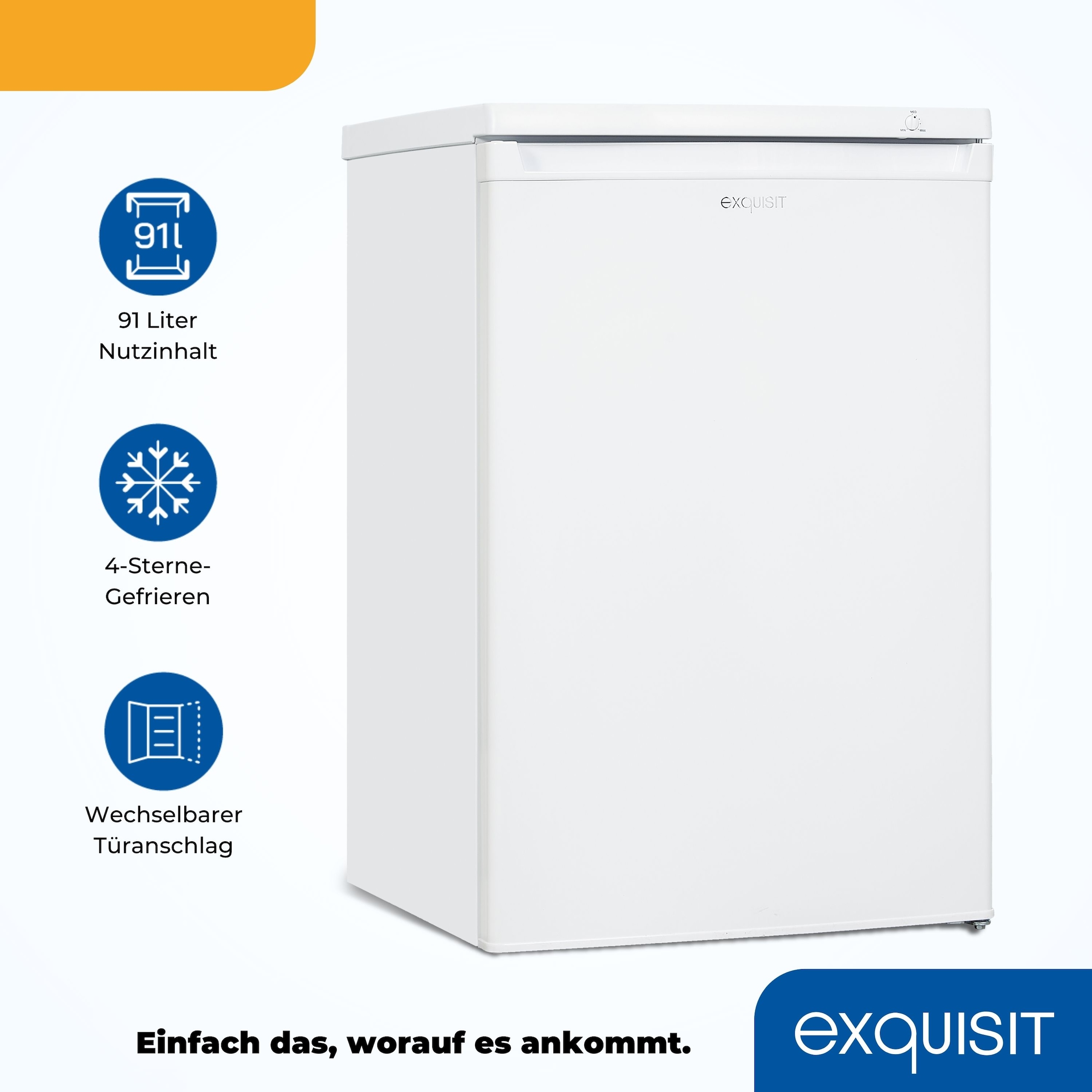 exquisit Gefrierschrank »GS12-040E weiss«, 85,5 cm hoch, 55,0 cm breit, 91 L Volumen, 4 Sterne Gefrieren