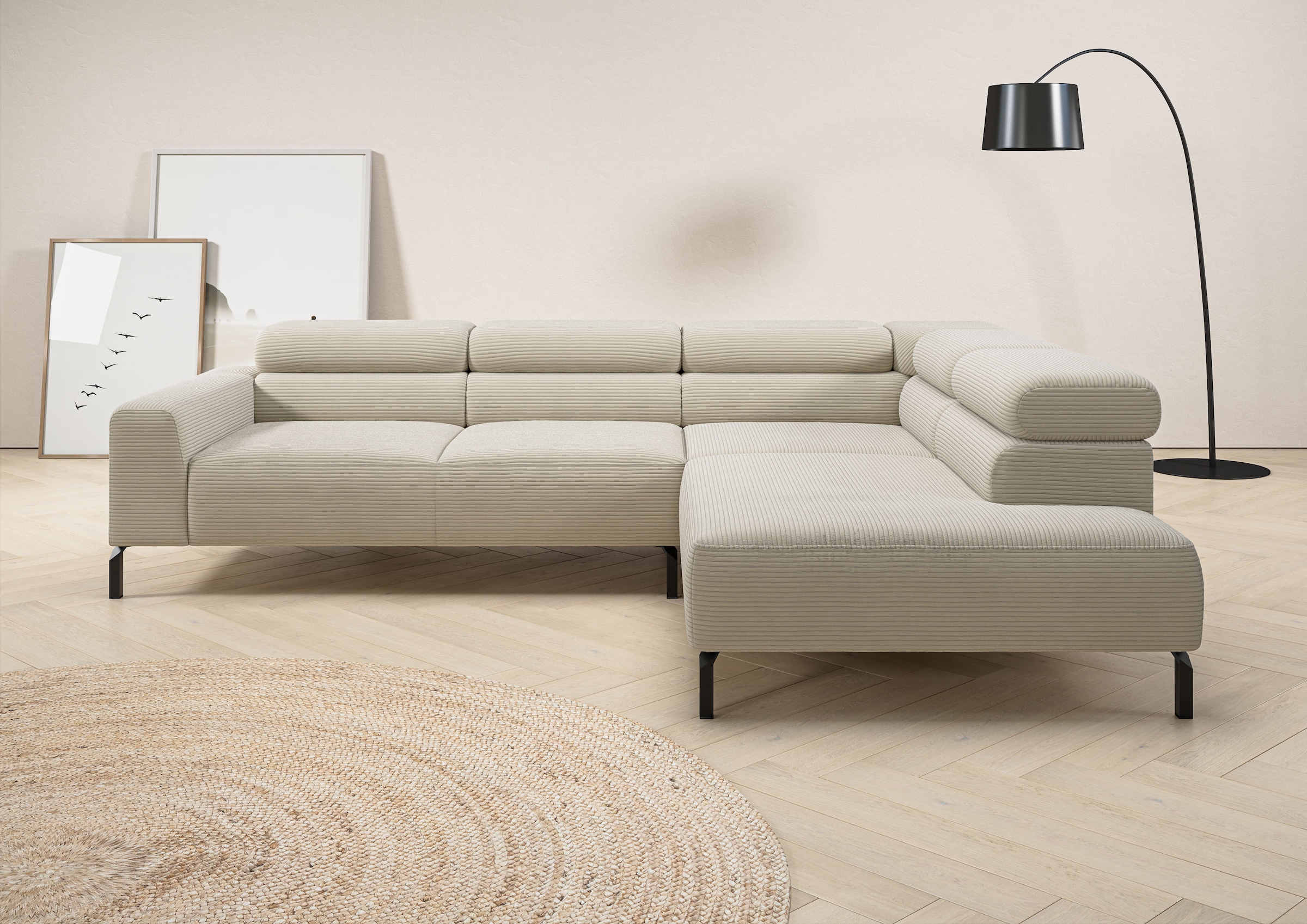 PLACES OF STYLE Ecksofa »Antonelli L-Form incl. Kopfte...
