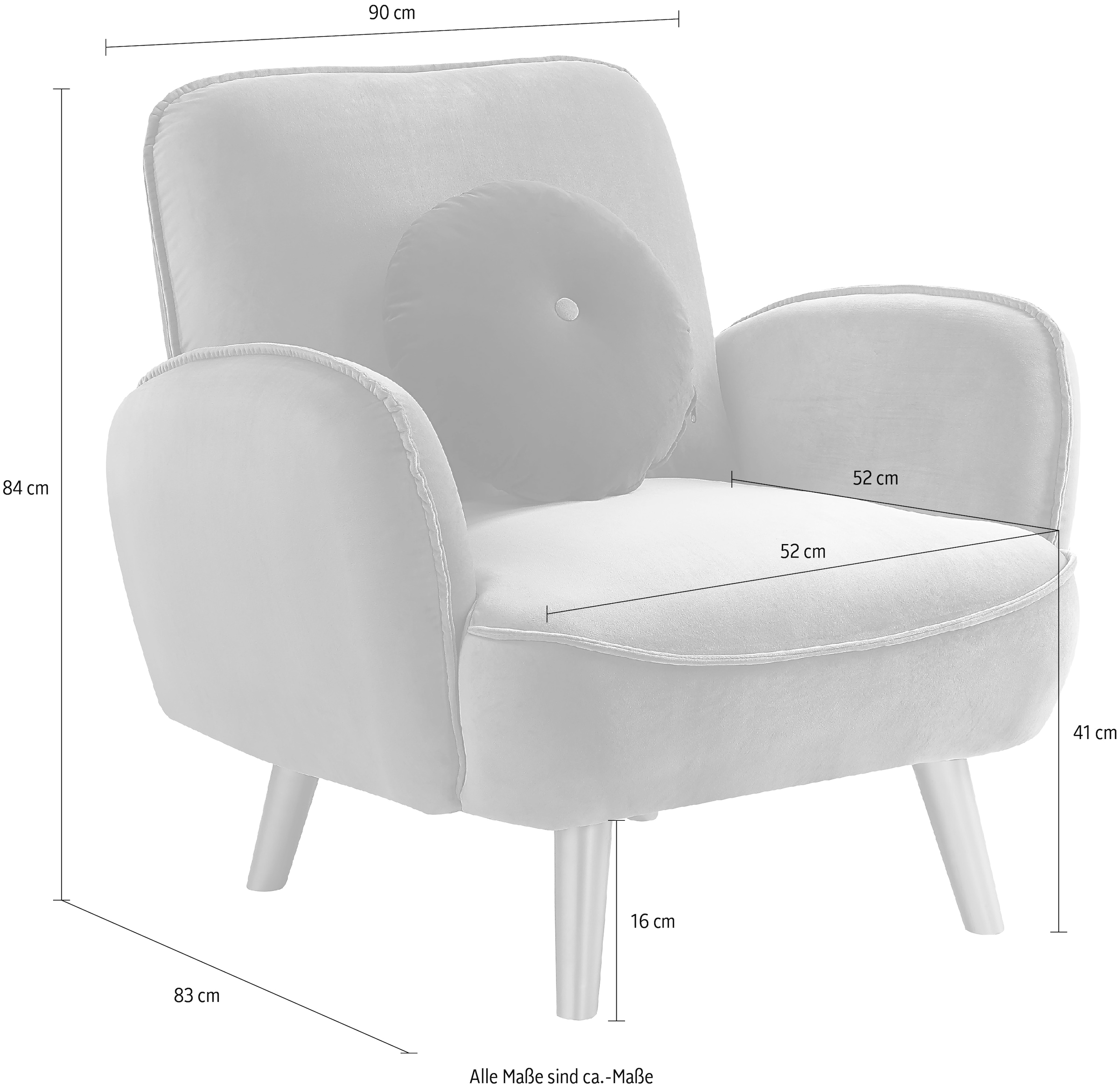 ATLANTIC home collection Sessel »Ben«, mit Welleunterfederung, inkl. Dekokissen und goldene Massivholzfüße
