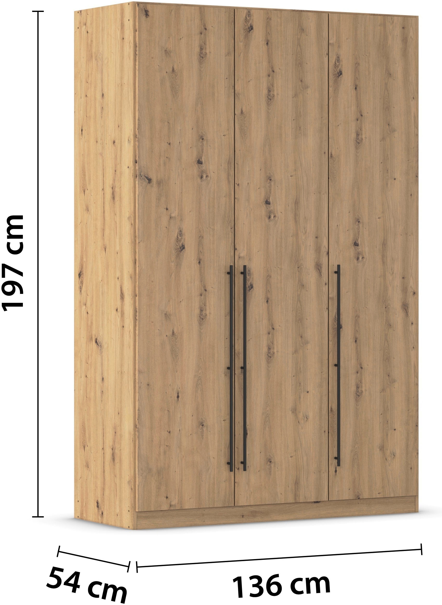 rauch Kleiderschrank »Drehtürenschrank Schrank Garderobe Wäscheschrank Schlafzimmer AVOLA«, (in 3 verschiedenen Ausstattungen BASIC/CLASSIC/PREMIUM), mit hochwertigen Stangengriffen in Schwarz aus Metall MADE IN GERMANY