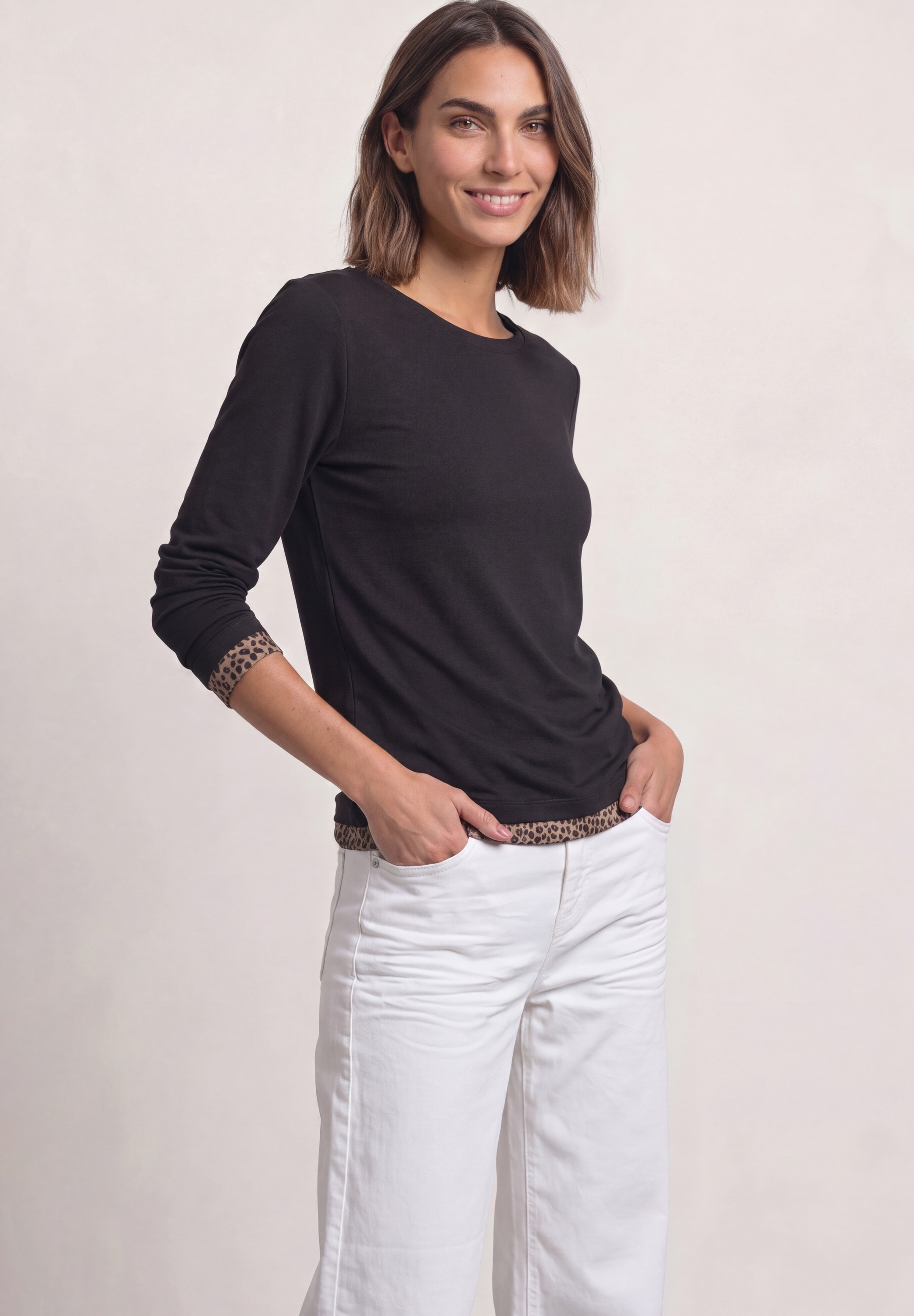 STREET ONE Langarmshirt im Colourblock-Design