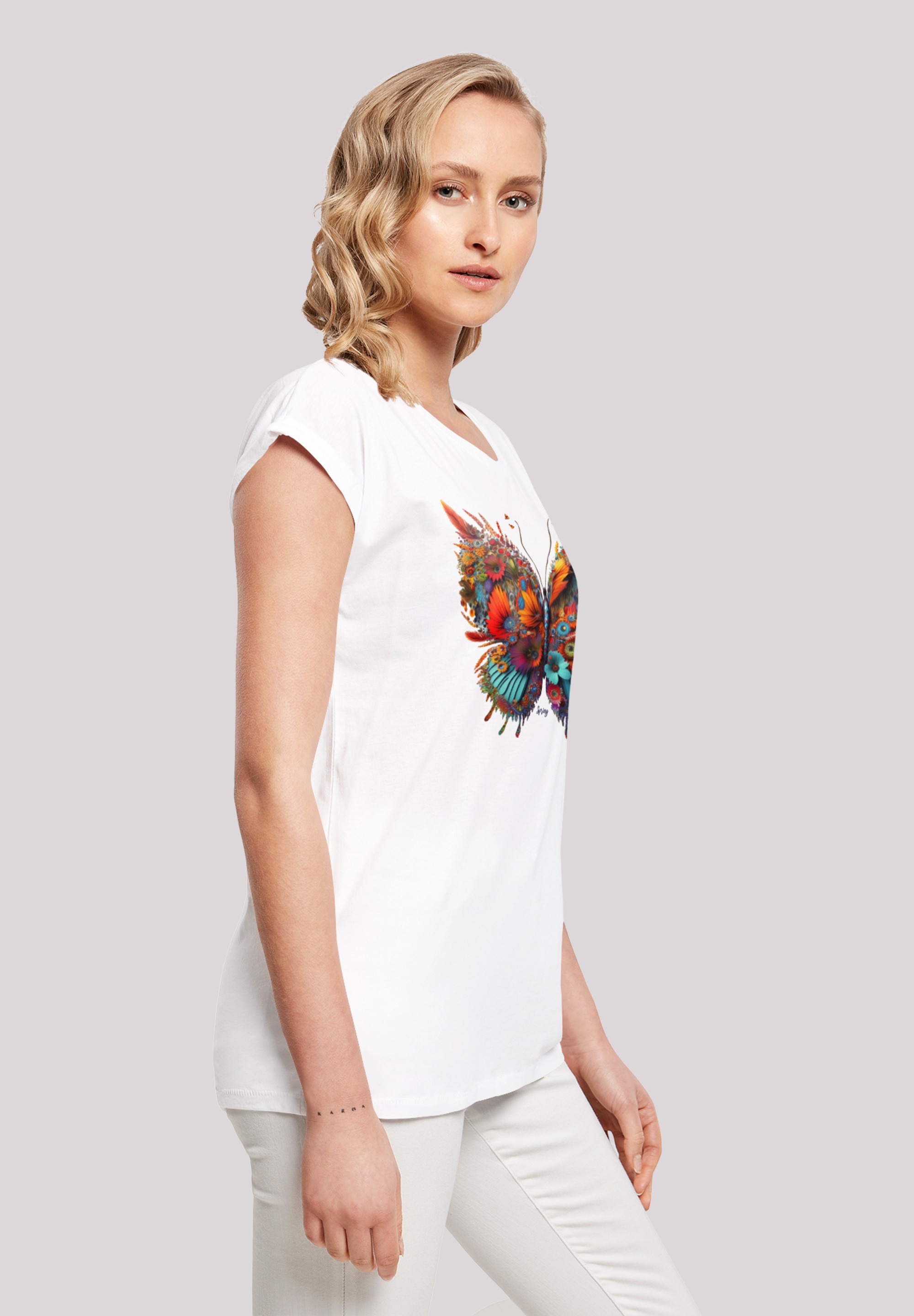 F4NT4STIC T-Shirt »Schmetterling Blumen«, Print
