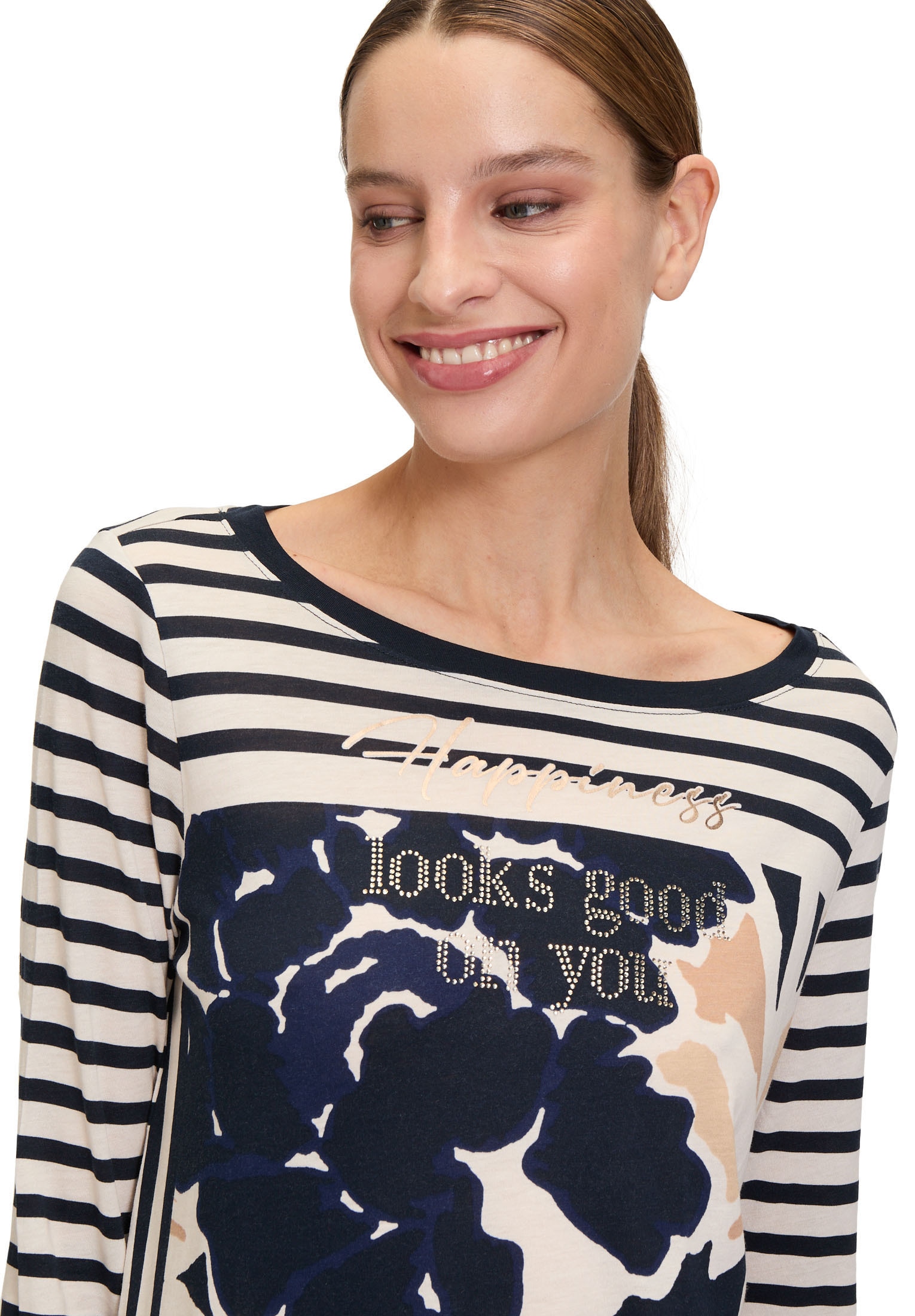 Betty Barclay Kurzarmshirt »Betty Barclay Damen Casual-Shirt mit Tunnelzug«, (1 tlg.), Glitzersteine