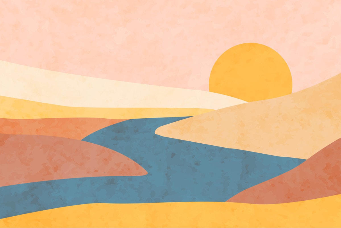 A.S. Création "Landschaft-Tapete Rosa Gelb Blau Sonnenuntergang" matt glatt