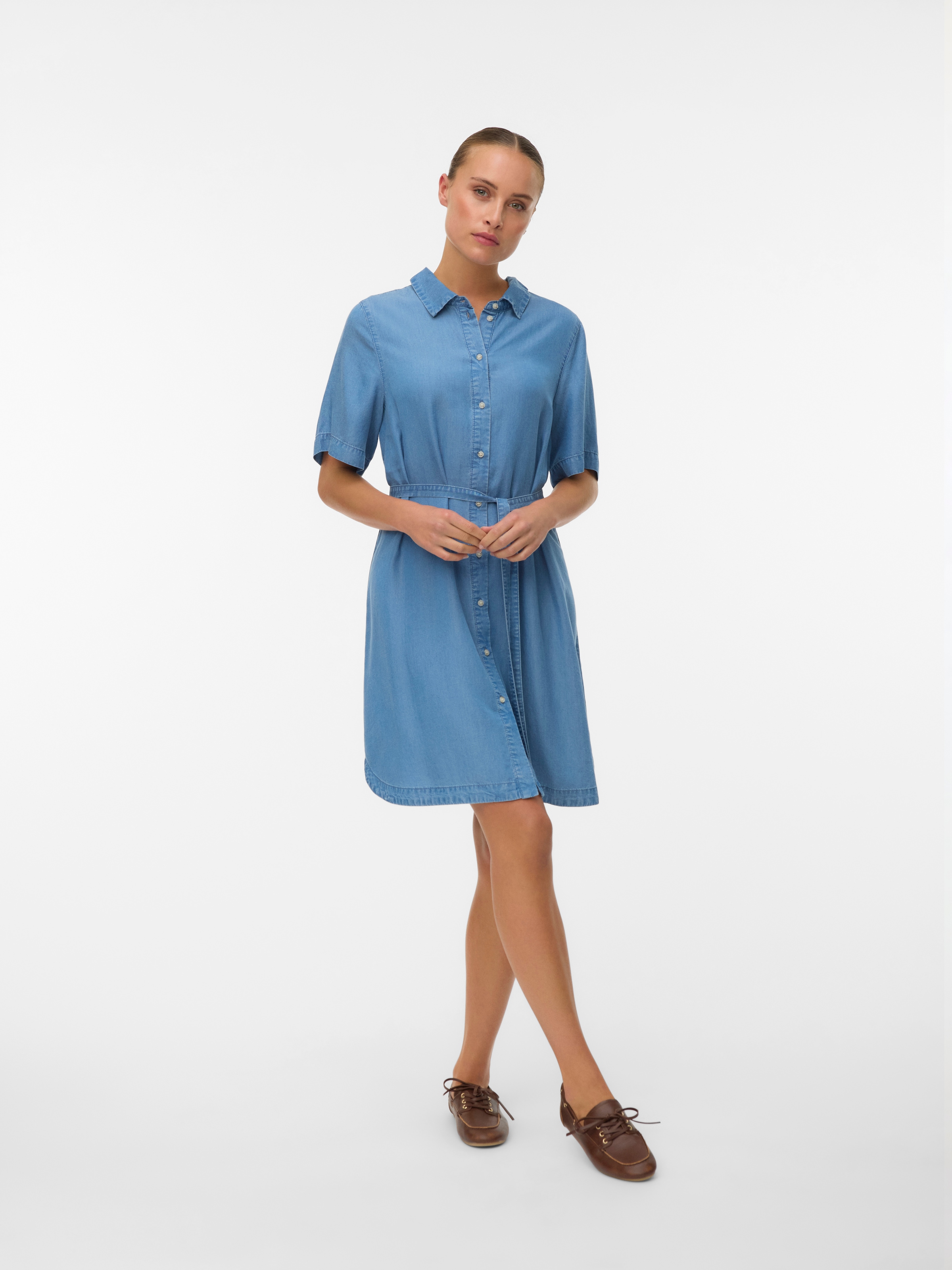 Vero Moda Hemdblusenkleid »VMBREE SS SHORT TENCEL SHIRT DRESS« Viskose, regular fit, Denim Look