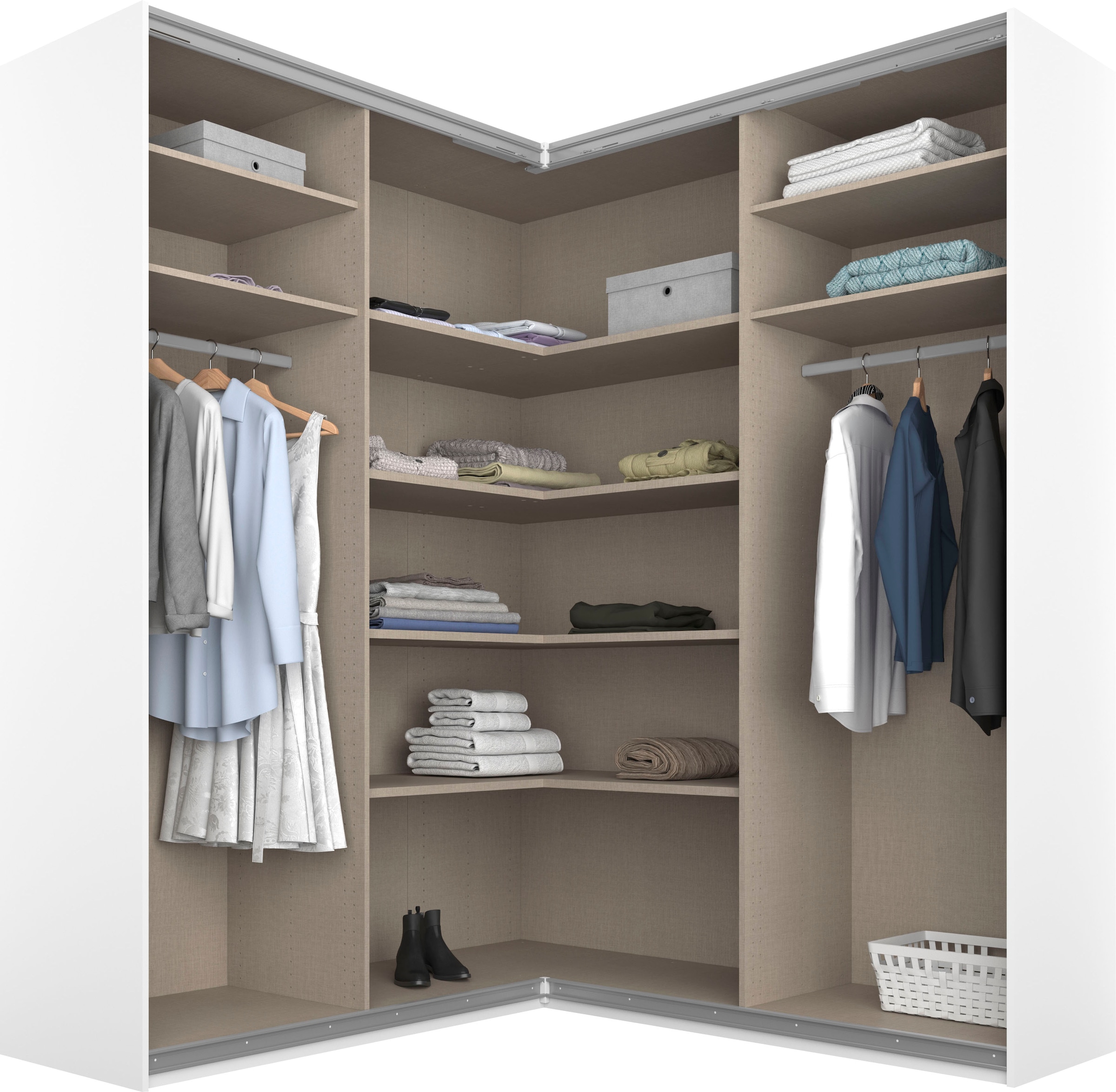 rauch Schwebetürenschrank »Quadra«, Eckschrank inkl. Türendämpfer, mit Glas-/Spiegeltüren