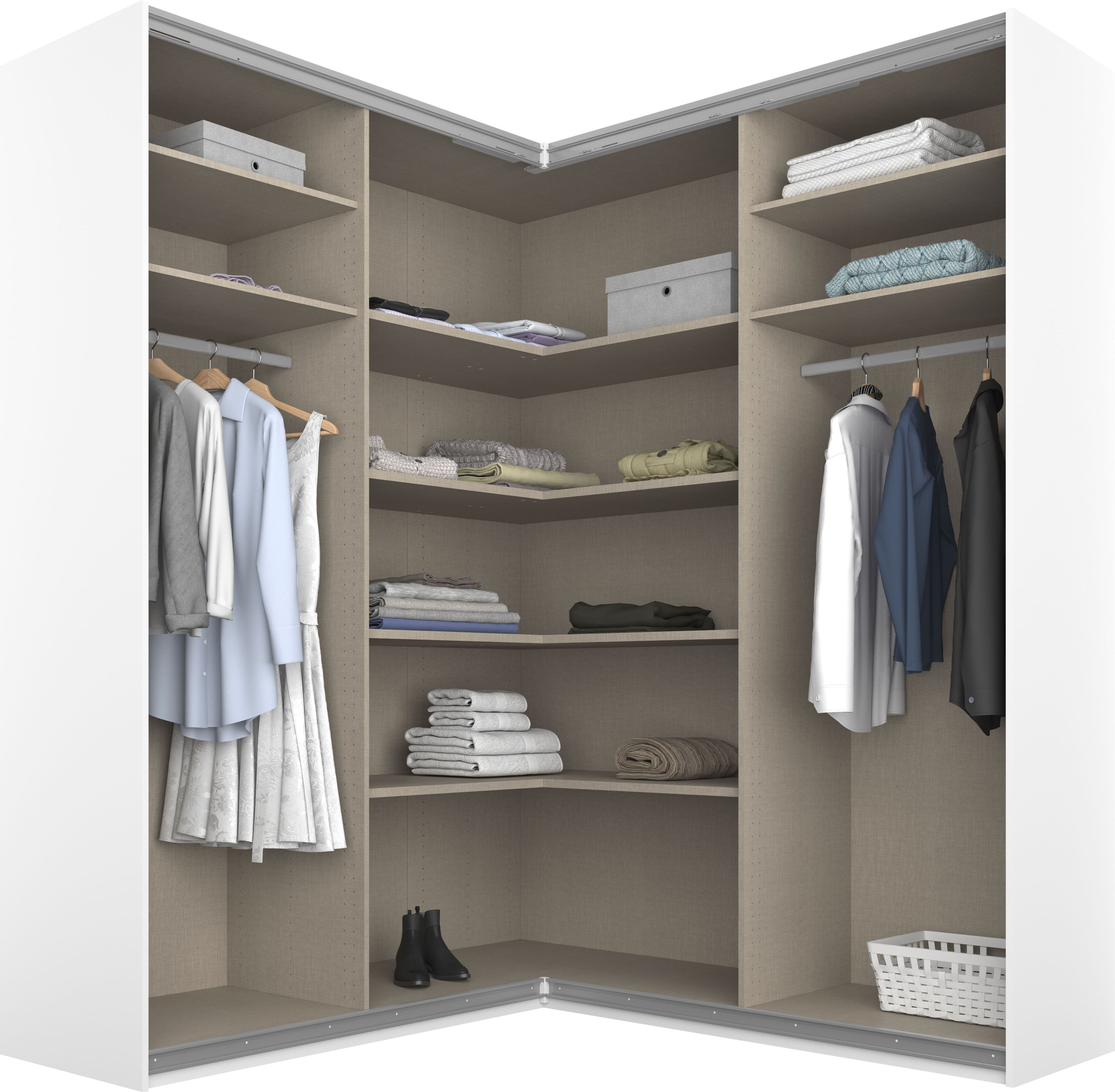 Thumbnail - rauch Schwebetürenschrank "Quadra", Eckschrank inkl. Türendämpfer, mit Glastüren