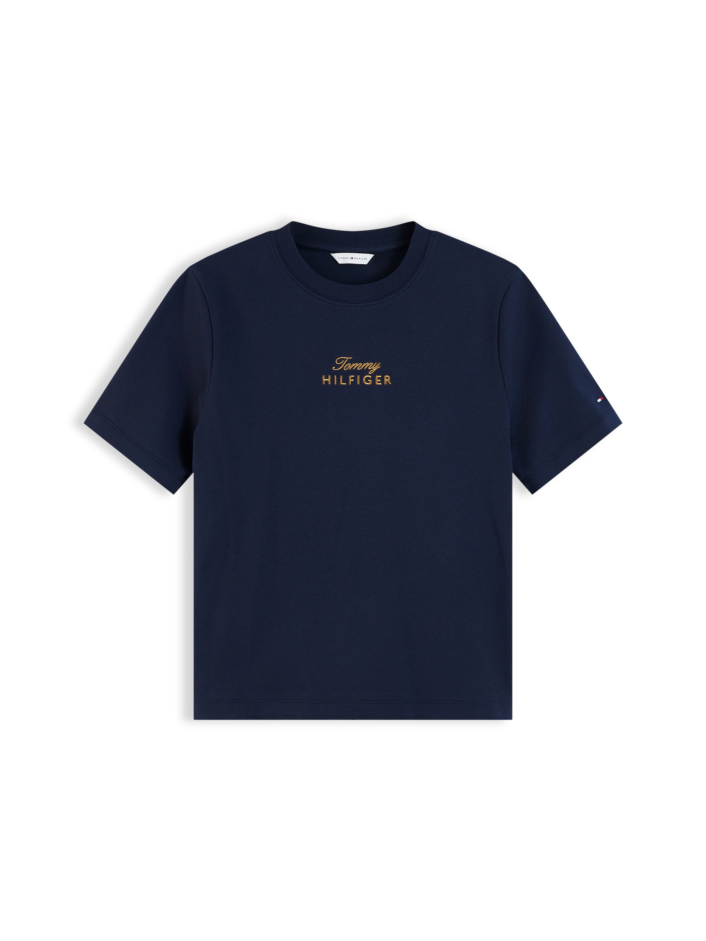 Tommy Hilfiger Kurzarmshirt »GOLD SCRIPT MDRN C-NK S/S TEE« Baumwolle