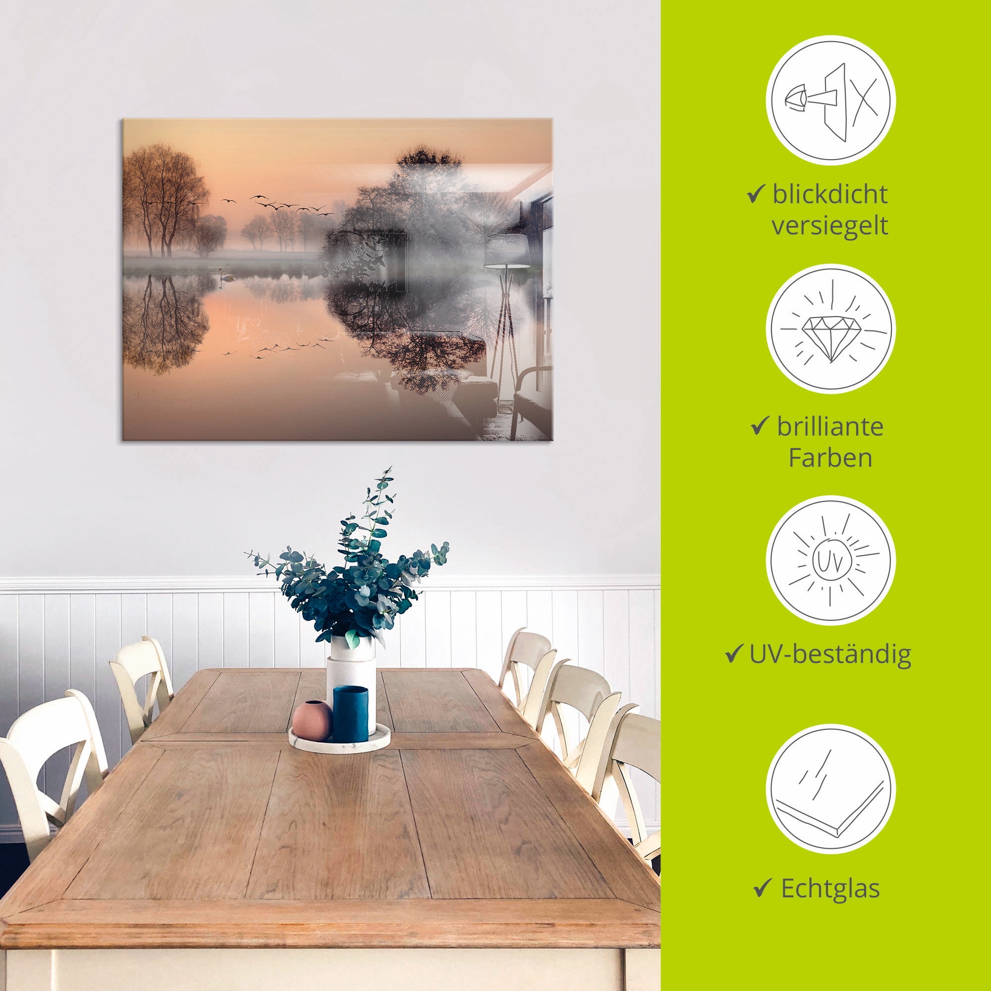 Artland Glasbild »Früh morgens am See....«, Gewässer, (1 St.), in verschiedenen Größen