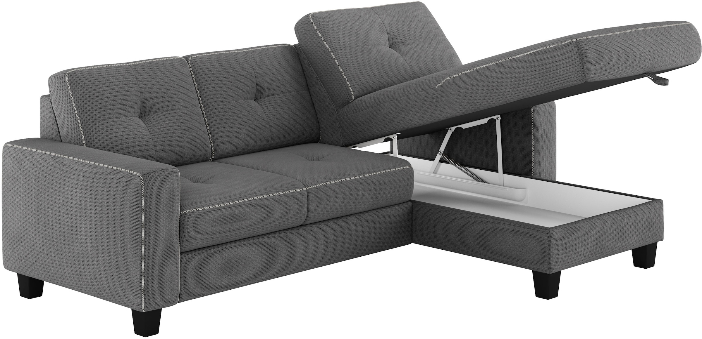 Places of Style Ecksofa »Varese L-Form«, wahlweise mit Bettfunktion und Bettkasten