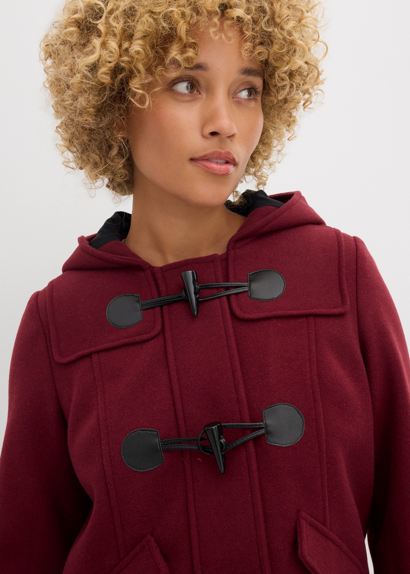 bonprix Outdoorjacke als Duffle-Jacke, aus Wollimitat, gerade Passform, casualer Stil