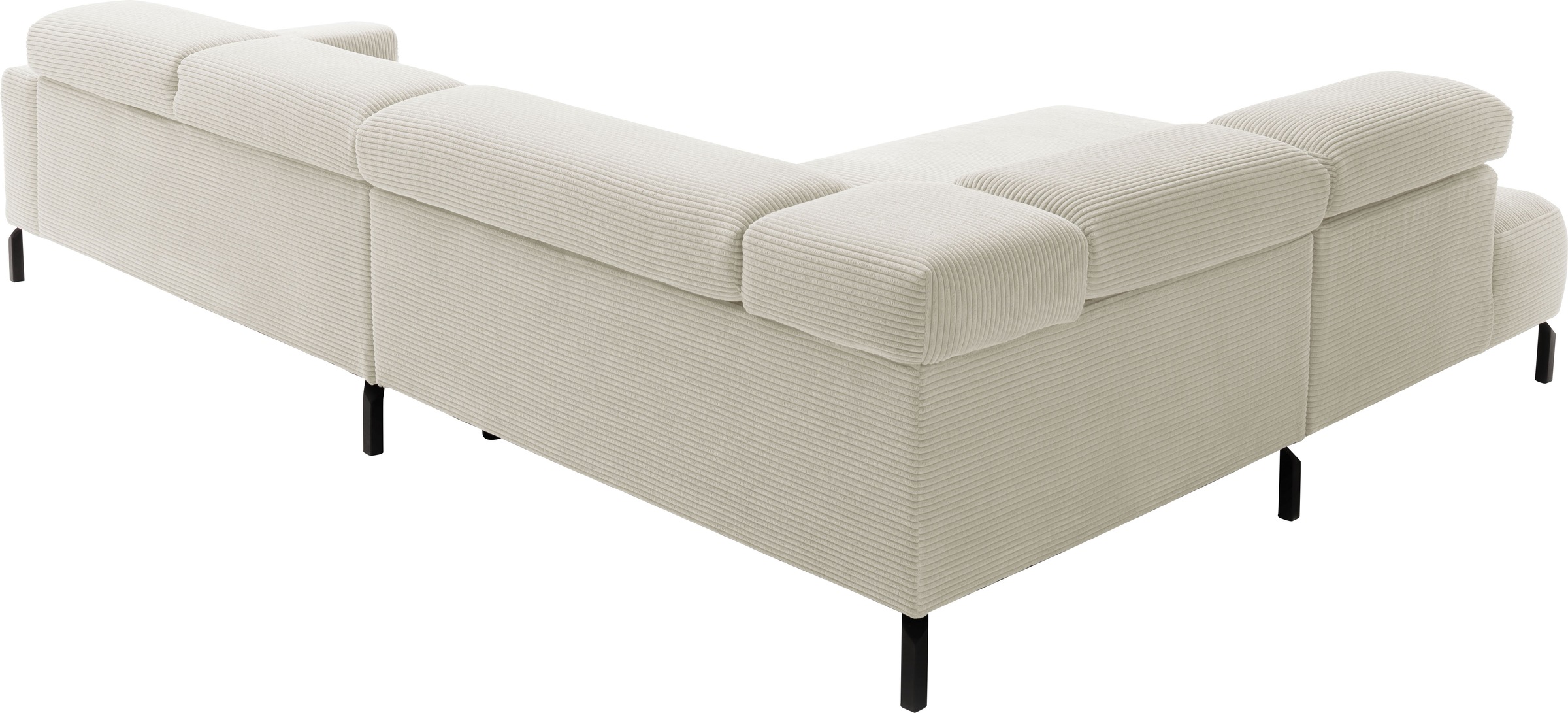 Places of Style Ecksofa »Antonelli, L-Form, inkl. Kopfteilverstellung, Breite 312 cm«, mit elektrischer Sitztiefenverstellung, in Cord, weiß