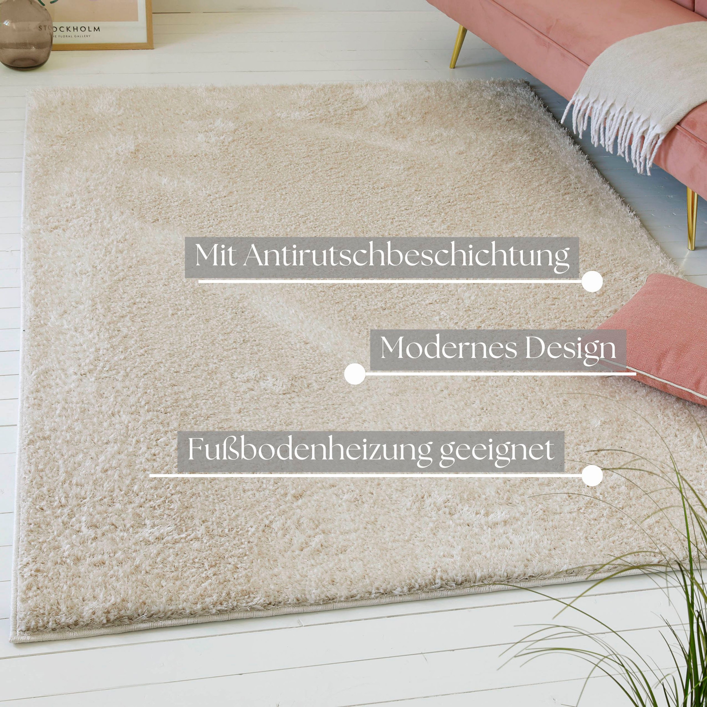 my home Hochflor-Teppich »Nickolas«, rund, 30 mm Höhe, Langflor, Shaggy, dichter weicher Hochflor, uni farben, Wohnzimmer