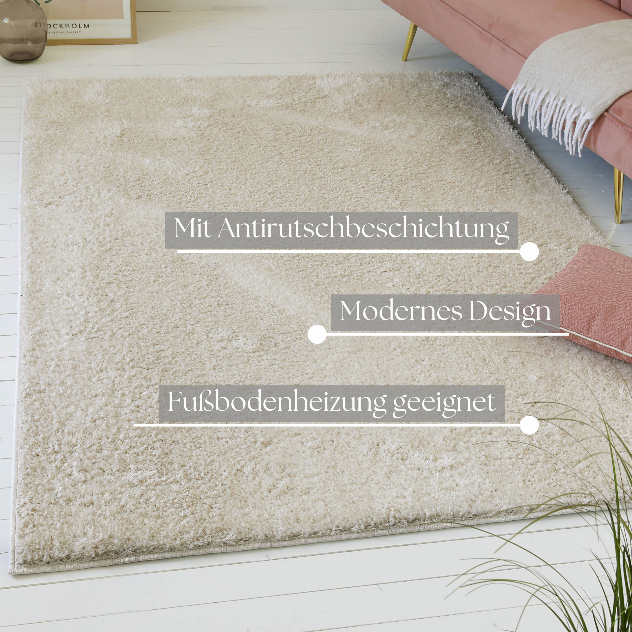 Thumbnail - my home Hochflor-Teppich "Nickolas, auch als Läufer erhältlich", rechteckig, 30 mm Höhe, Langflor, Shaggy, weicher Hochf...