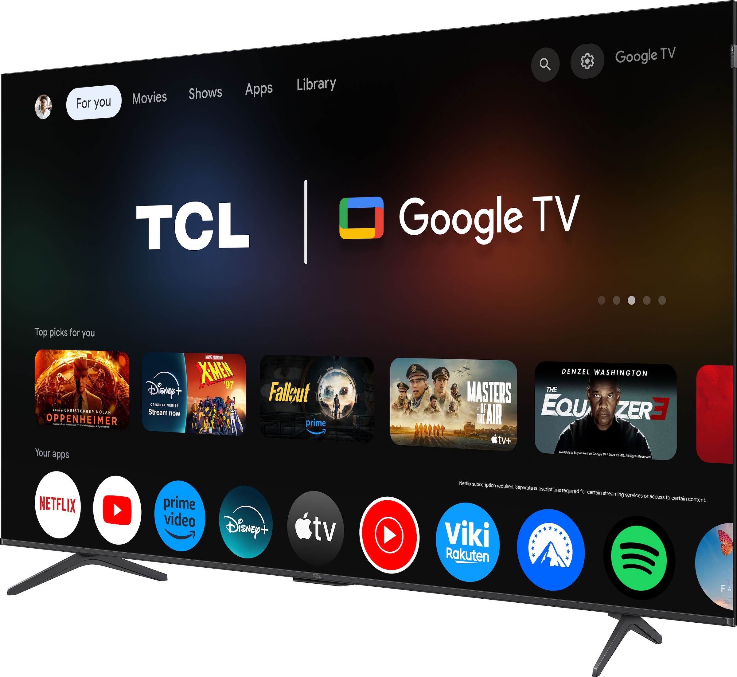 TCL QLED-Fernseher »75P81KX1«, 4K Ultra HD, Google TV-Smart-TV, 144Hz, Multi-HDR, Dolby Vision, Game Master, Smart TV, Apple TV, ONKYO