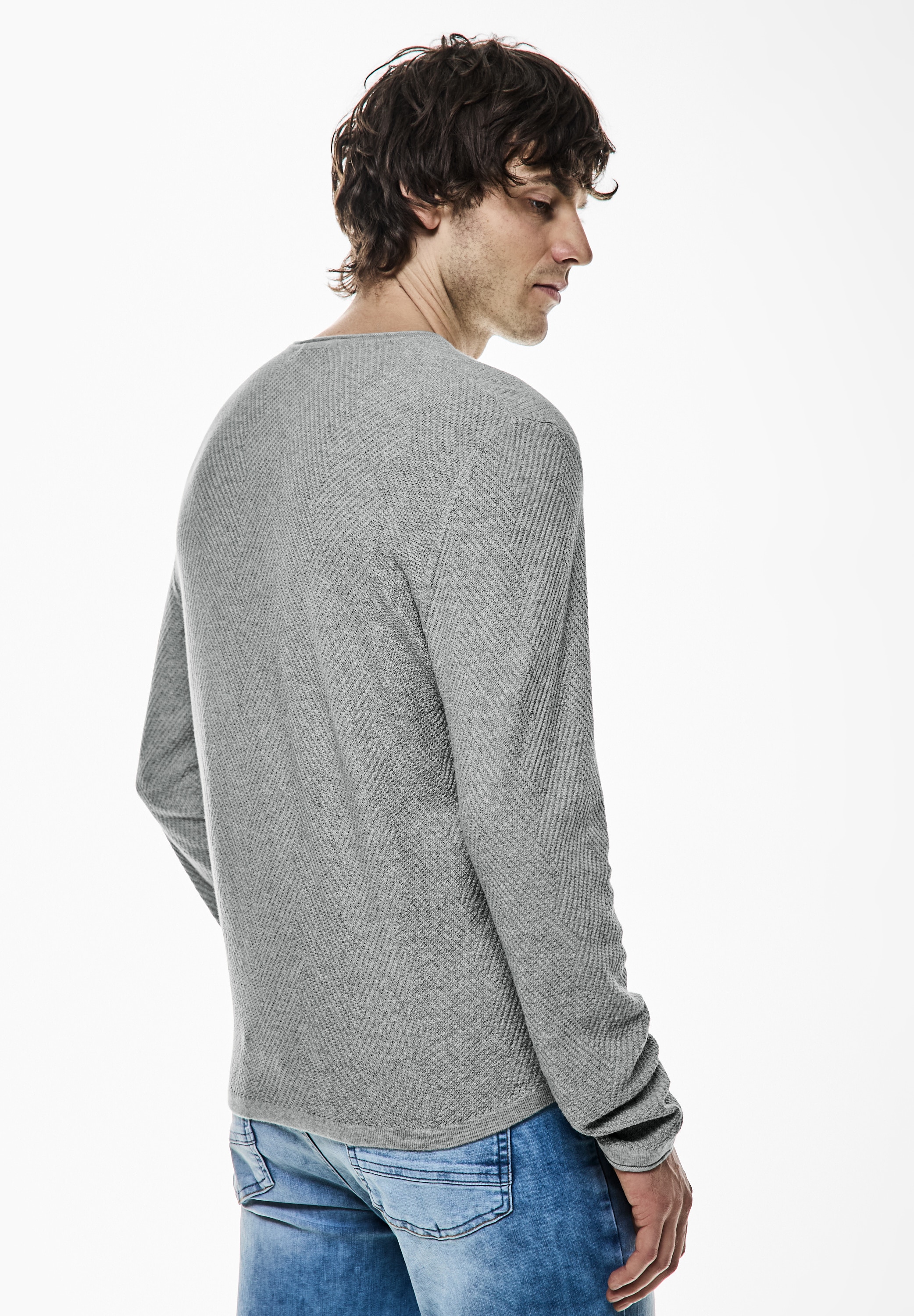 STREET ONE MEN Strickpullover, mit Rundhalsausschnitt