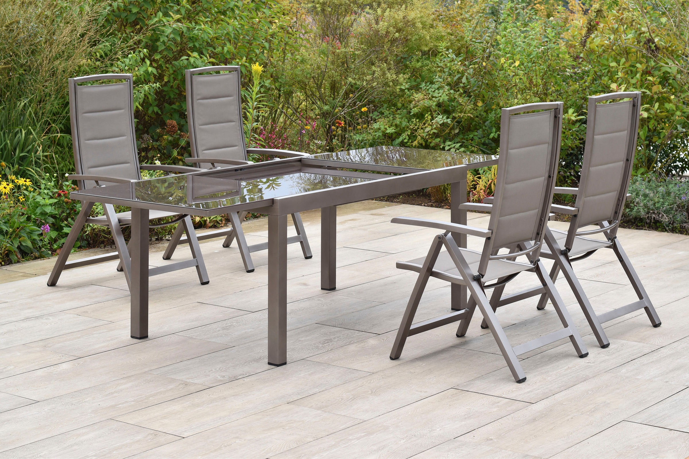 MERXX Garten-Essgruppe »»Tinetto««, (Set, 5 tlg.), Rückenlehne 5-fach verstellbar