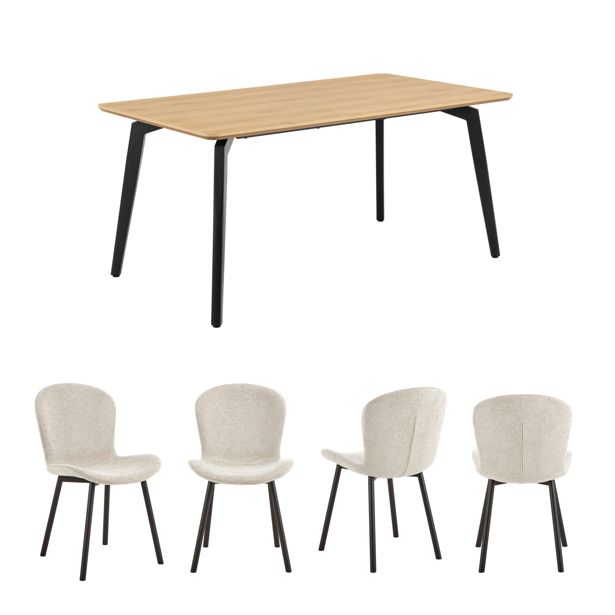 ACTONA GROUP Esszimmer-Set "Essgruppe, Speisetisch mit Wohnzimmerstühlen" S günstig online kaufen