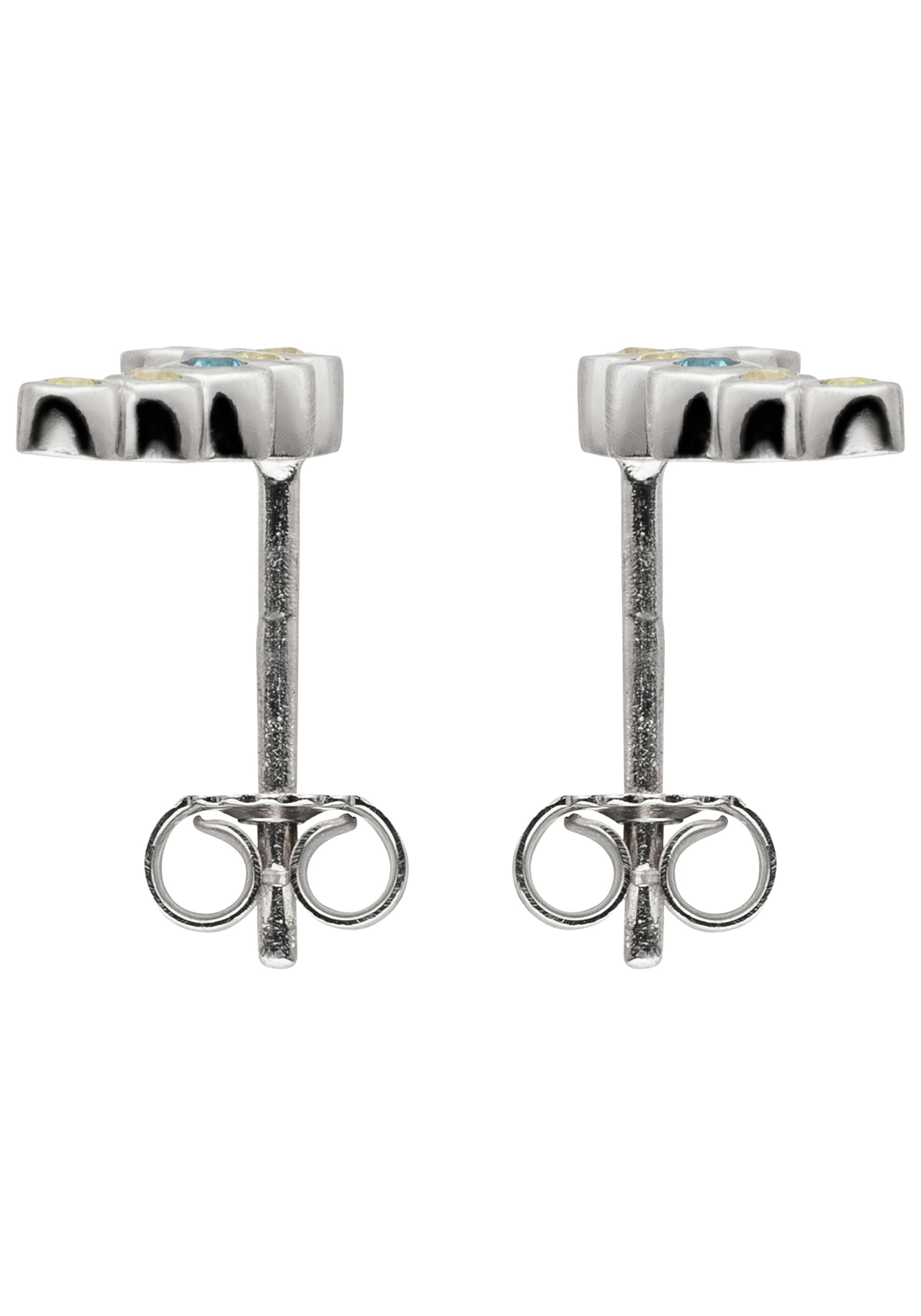 JOBO Paar Ohrstecker »Ohrringe mit 14 Zirkonia türkis« 925 Silber rhodiniert