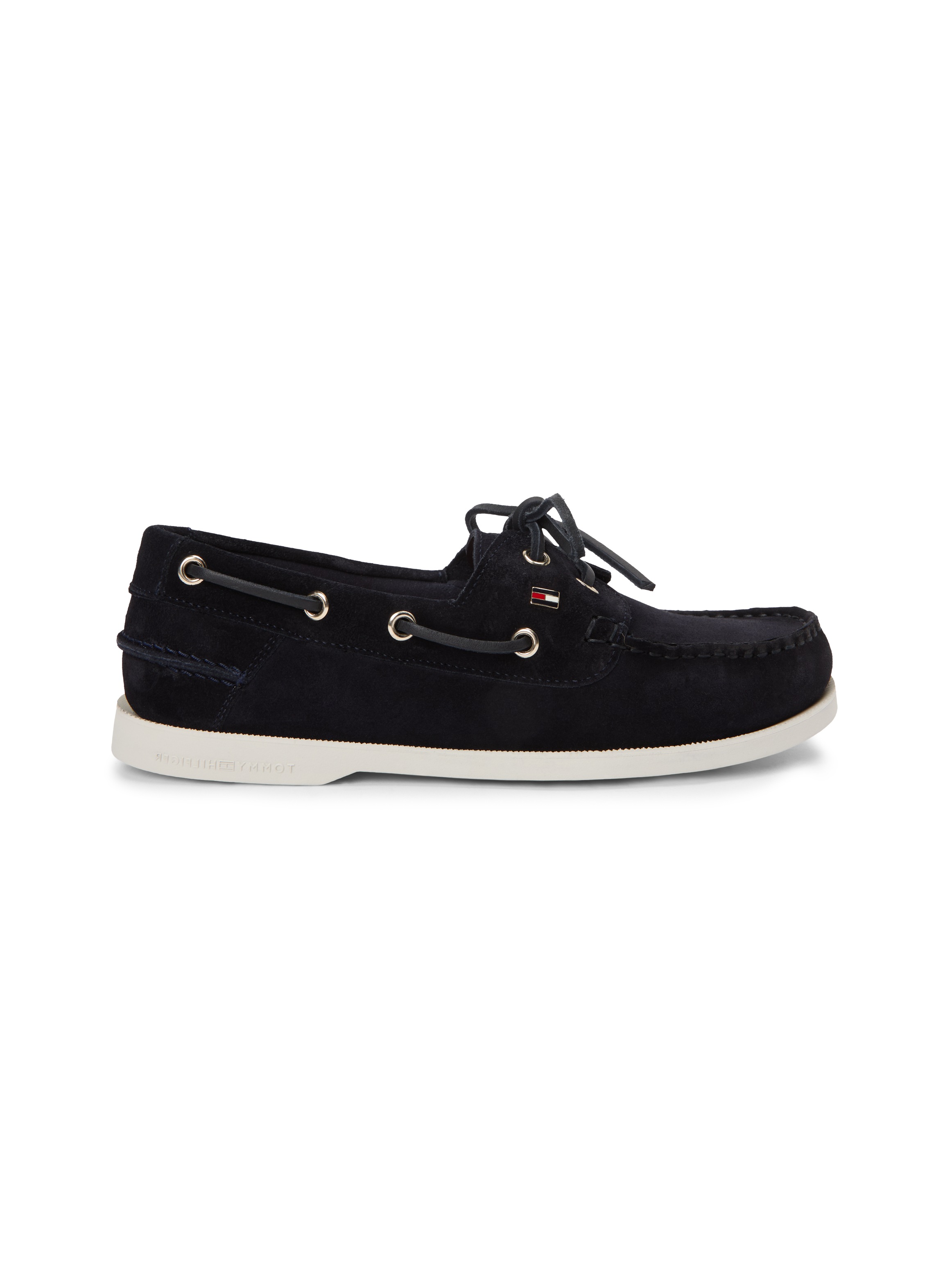 Tommy Hilfiger Bootsschuh »HILFIGER SUEDE BOAT SHOE«  Freizeitschuh, Halbschuh, Schnürer mit modischen Durchzügen