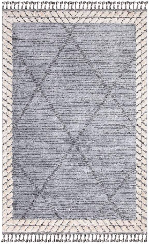 Carpet City Hochflor-Teppich »Valencia 909« rechteckig 20 mm Höhe Läufer, Boho-Stil, 3D-Effekt, Relief, Hoch-Tief-Struktur, mit Fransen