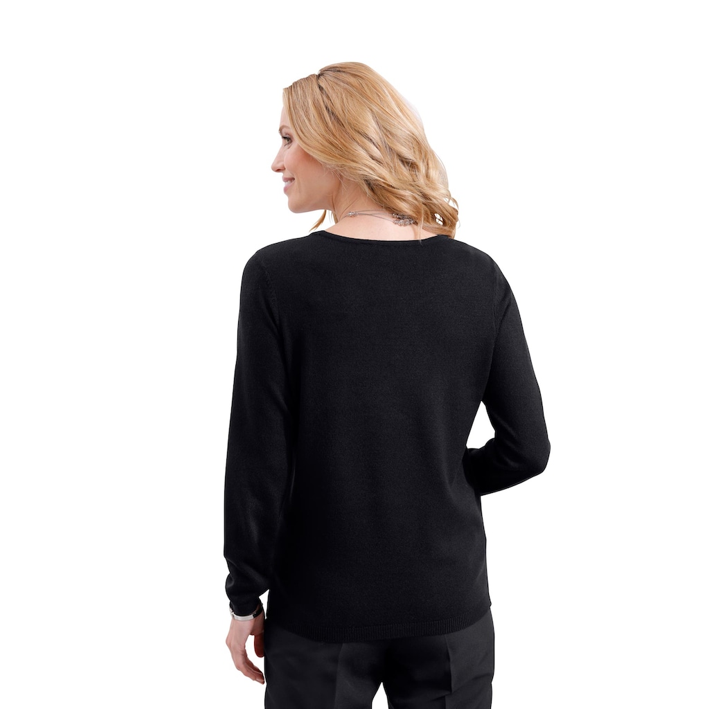 Damenmode Pullover Classic Basics Rundhalspullover »Pullover« schwarz-kirsche