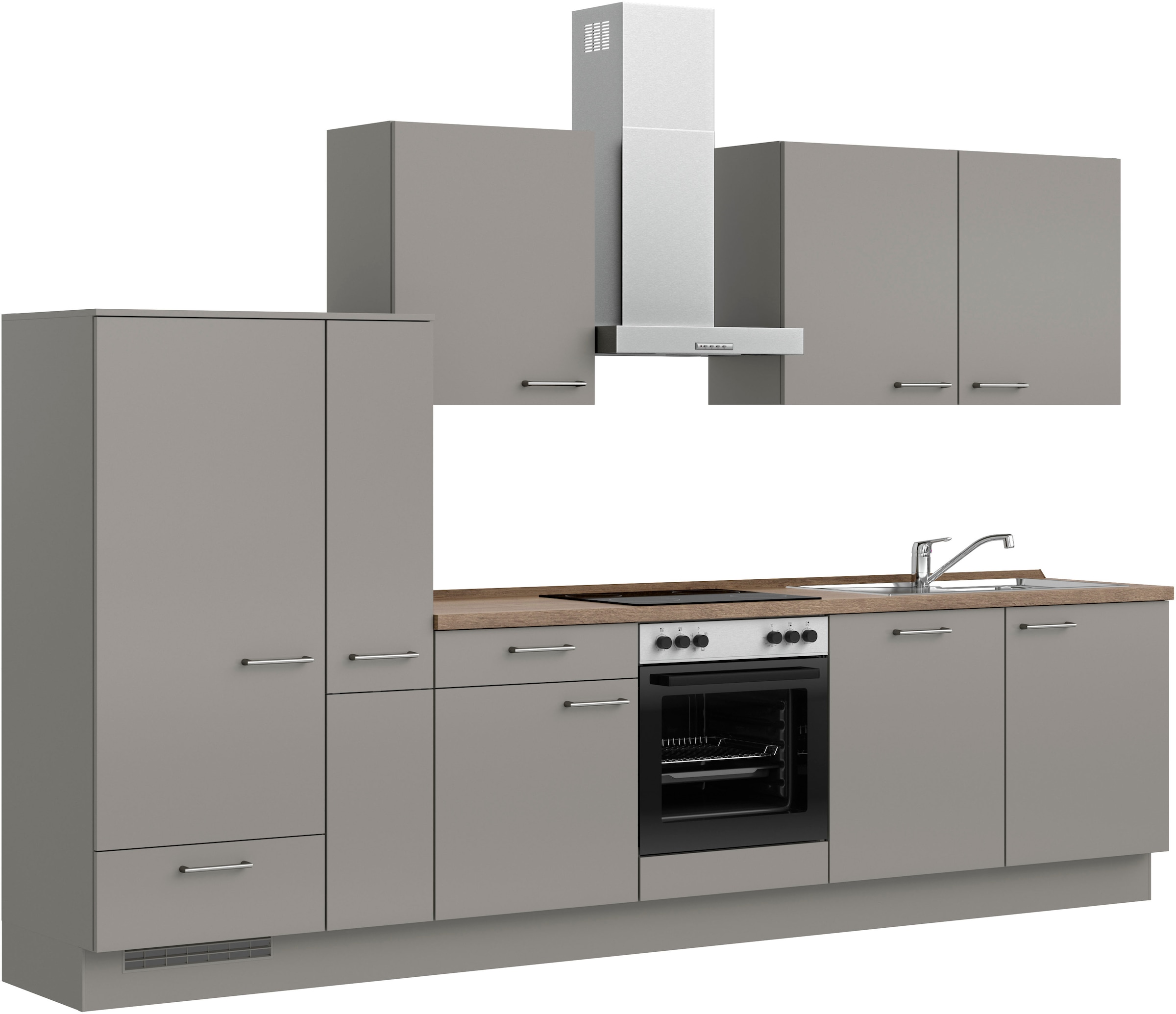 nobilia® Küchenzeile »"Laser I"«, vormontiert, Ausrichtung wählbar, Breite 330 cm, wahlw. mit E-Geräten