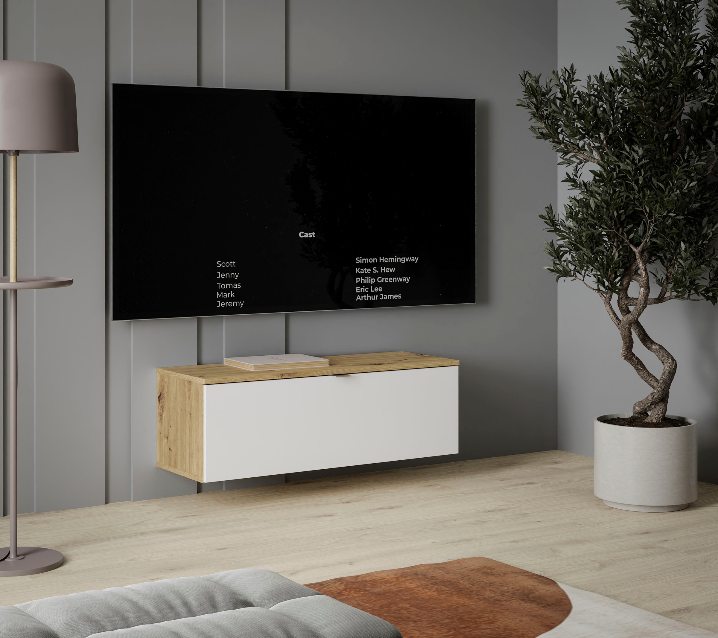 FORTE Lowboard »LibertadTV-Board, TV-Schrank«, TV Board, erweiterbar, Wandmontage, Metallgriff
