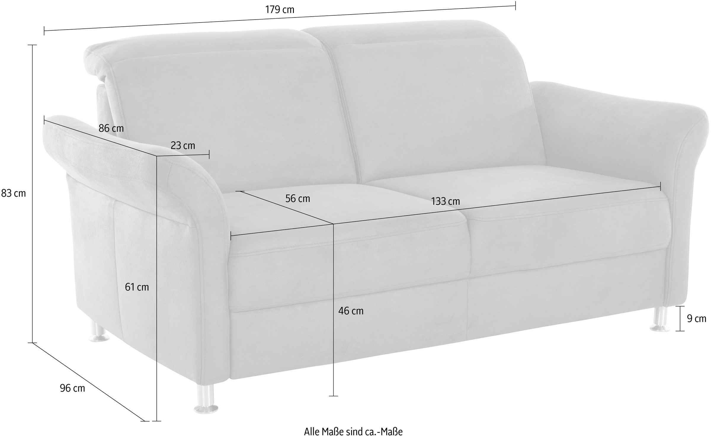 sit&more 2,5-Sitzer »Darwin«, inklusive Federkern, wahlweise mit Kopfteilverstellung