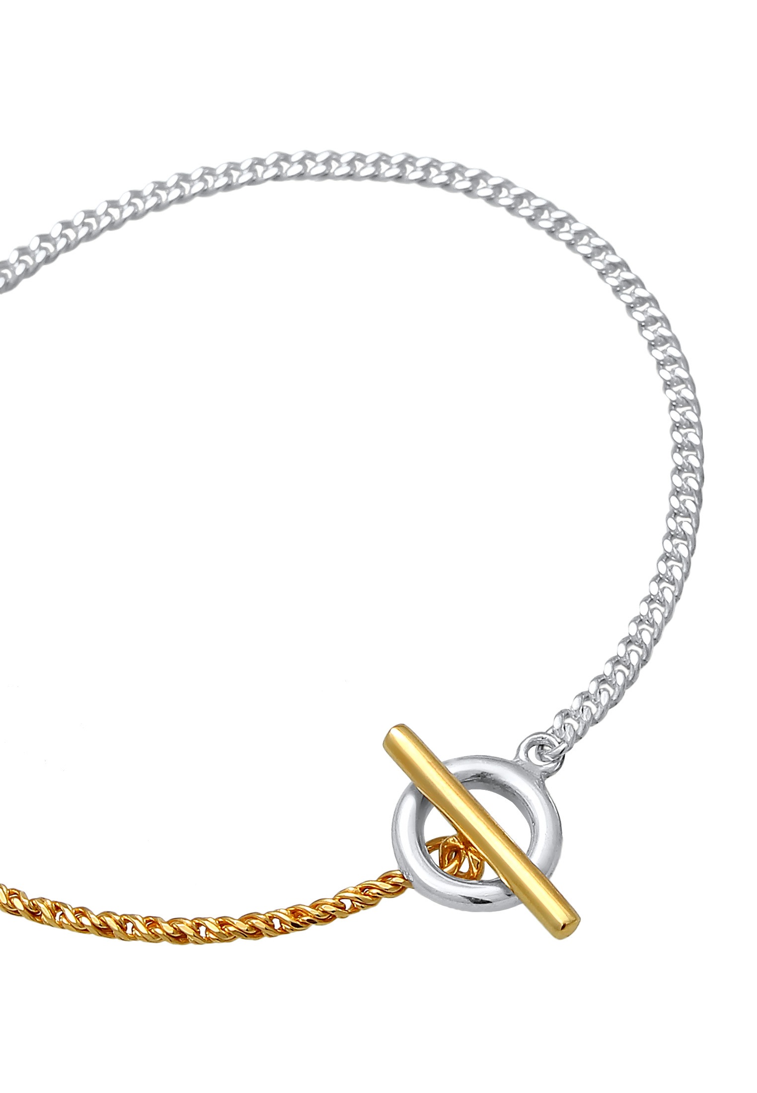 Elli Armband »Panzerkette Kordel Kreis Stab Bi-Color 925 Silber«