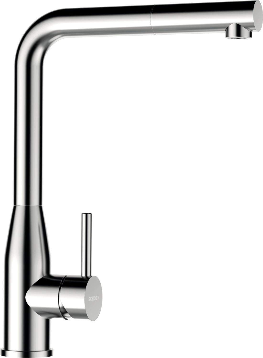 Küchenarmatur SCHOCK, B:20,5cm H:32,5cm Ø:5cm, silber, Edelstahl, Armaturen, "Keto", Hochdruck, ausziehbarer Auslauf, Rückflussverhinderer