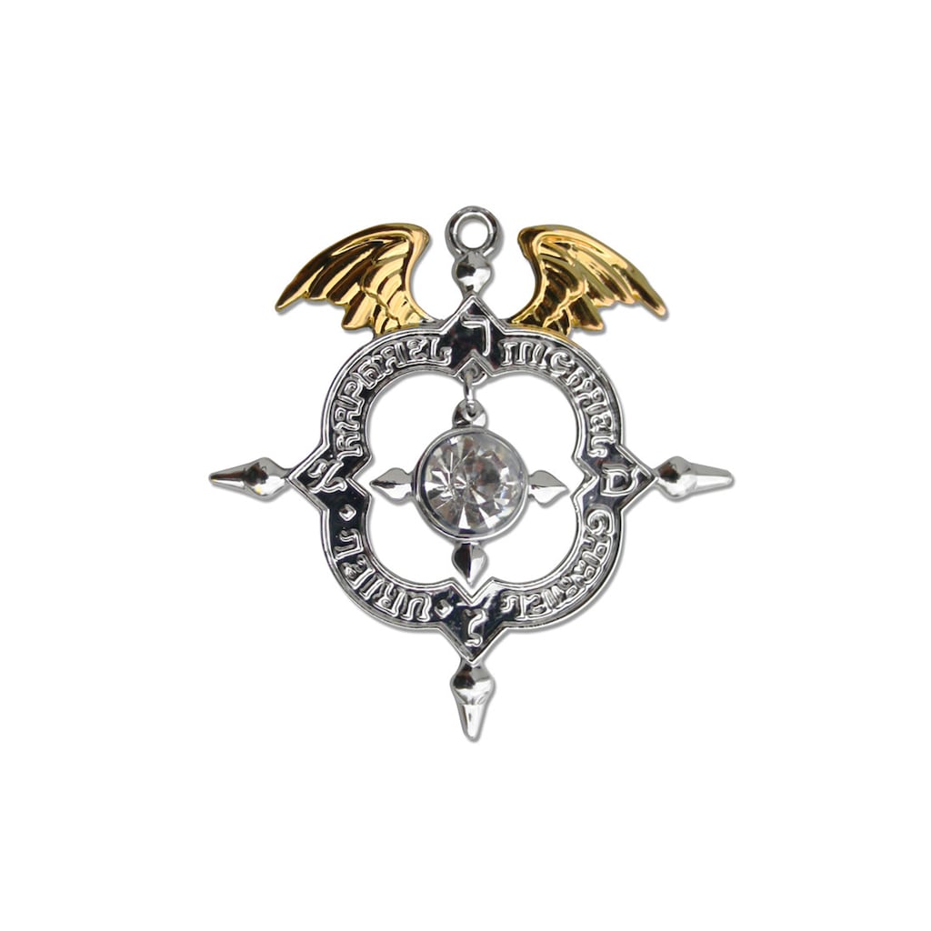 Adelia´s Amulett »Anhänger Mystische Kabbala Talisman« Geflügeltes Erzengel Schutzschild Für Achtsamkeit