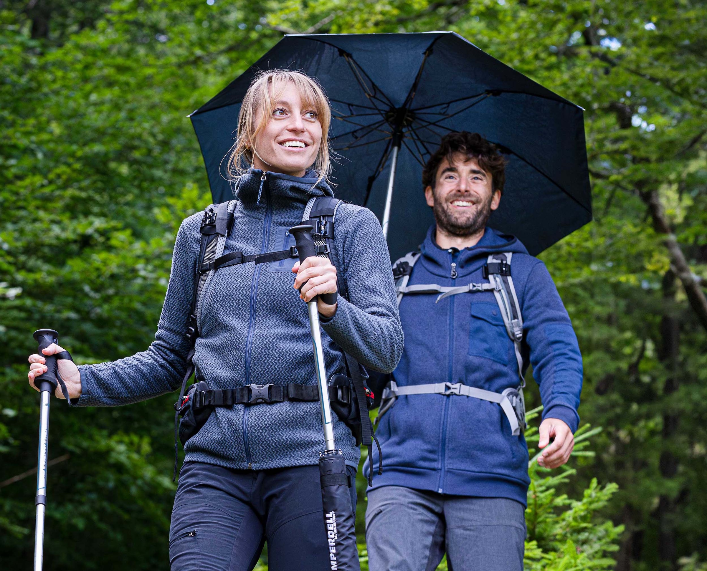 EuroSCHIRM® Stockregenschirm »KOMPERDELL Teleskop-Wanderstock m. integriertem Schirm«, mit integriertem, teleskopierbaren Komperdell-Wanderstock