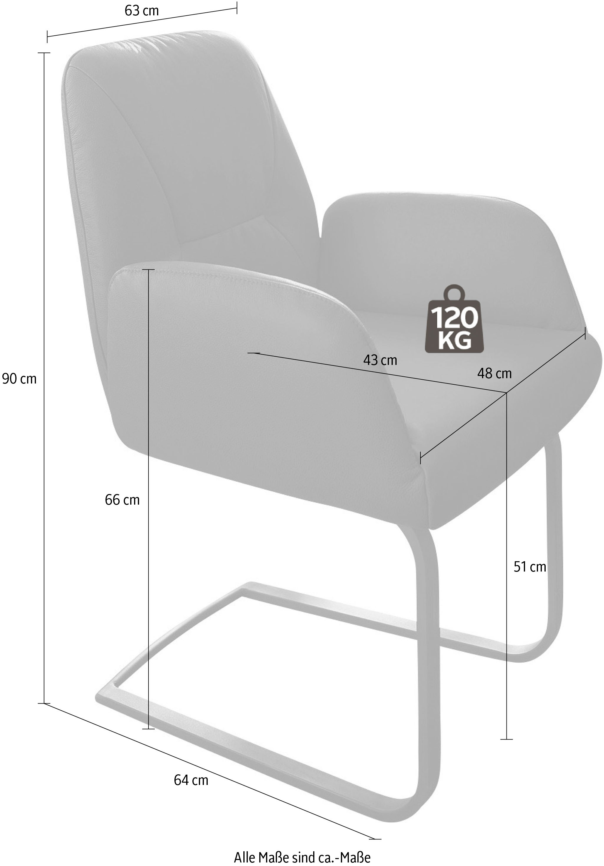 W.SCHILLIG Freischwinger »ole«, Longlife Xtra-Leder Z69, Gestell in Schwarz pulverbeschichtet