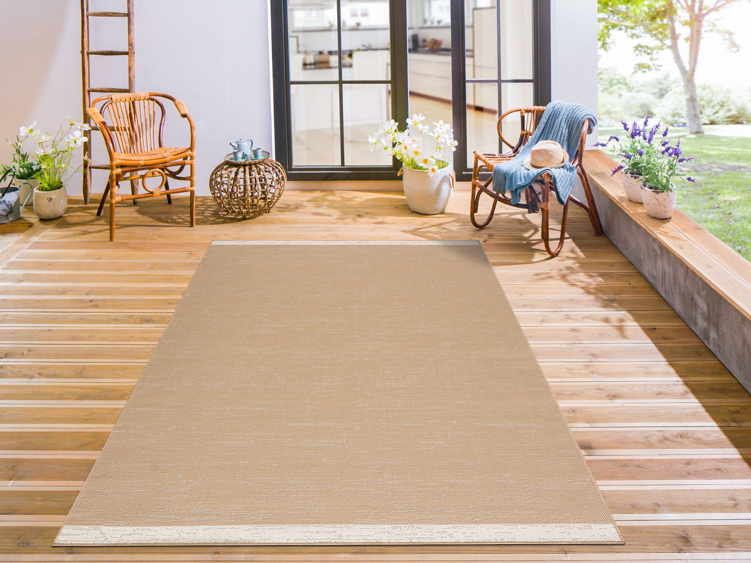 Home affaire Teppich UV-beständig, & »Peter«, Outdoor bestellen rechteckig, geeignet Flachgewebe, Wetterfest In-und | BAUR