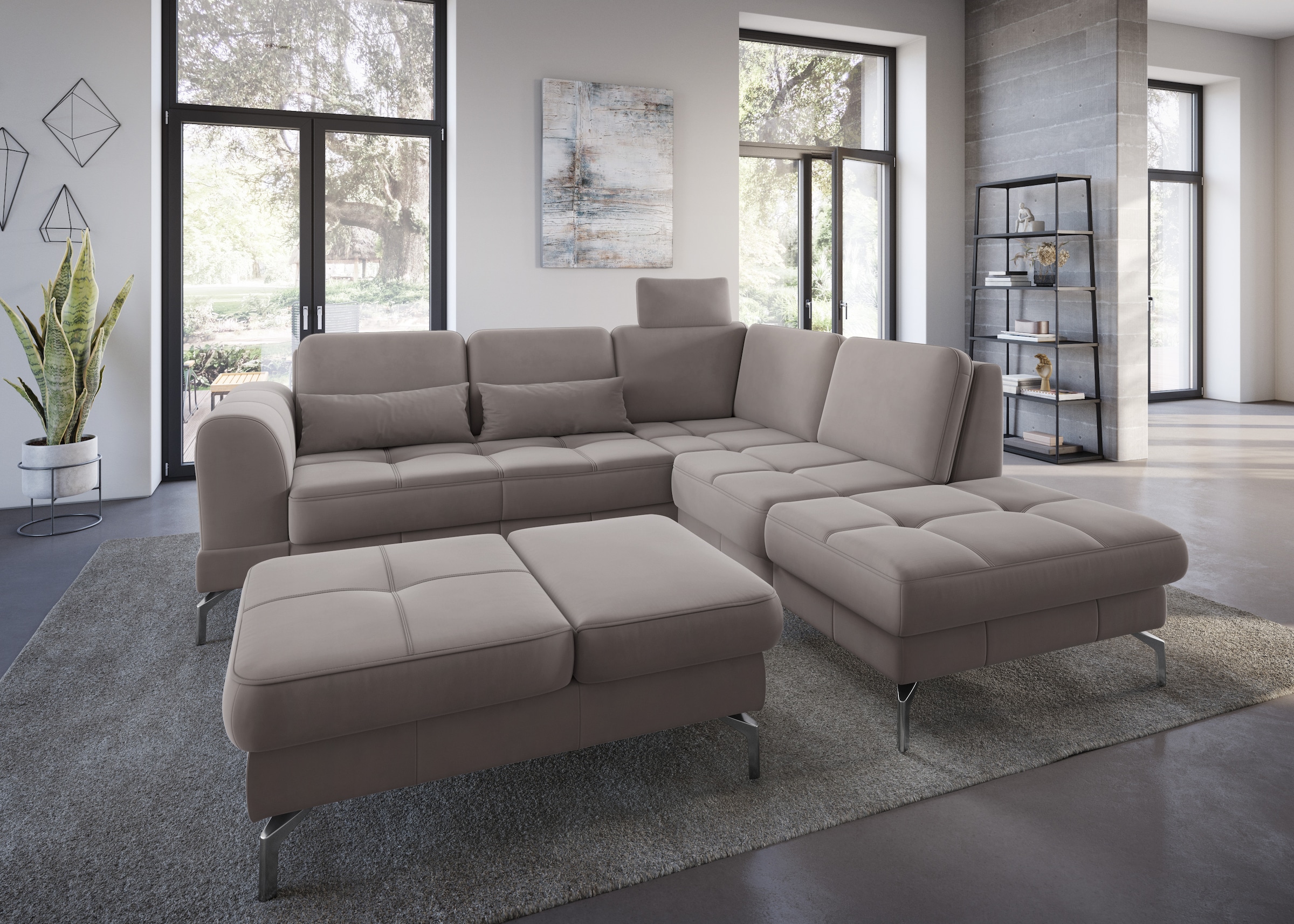 sit&more Ecksofa »Bendigo L-Form«, inklusive Sitztiefenverstellung, Bodenfreiheit 15 cm, in 2 Fußfarben