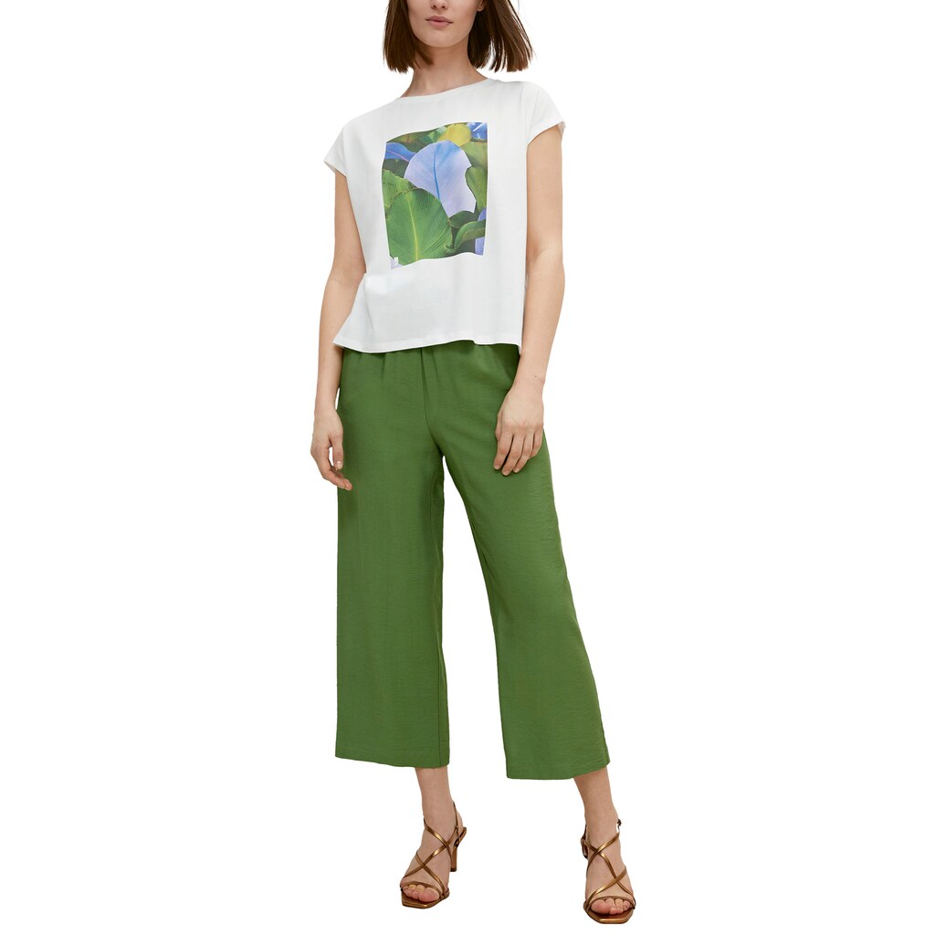 Damenmode Shirts & Sweatshirts Comma Rundhalsshirt, mit Frontprint weiß-grün-bedruckt