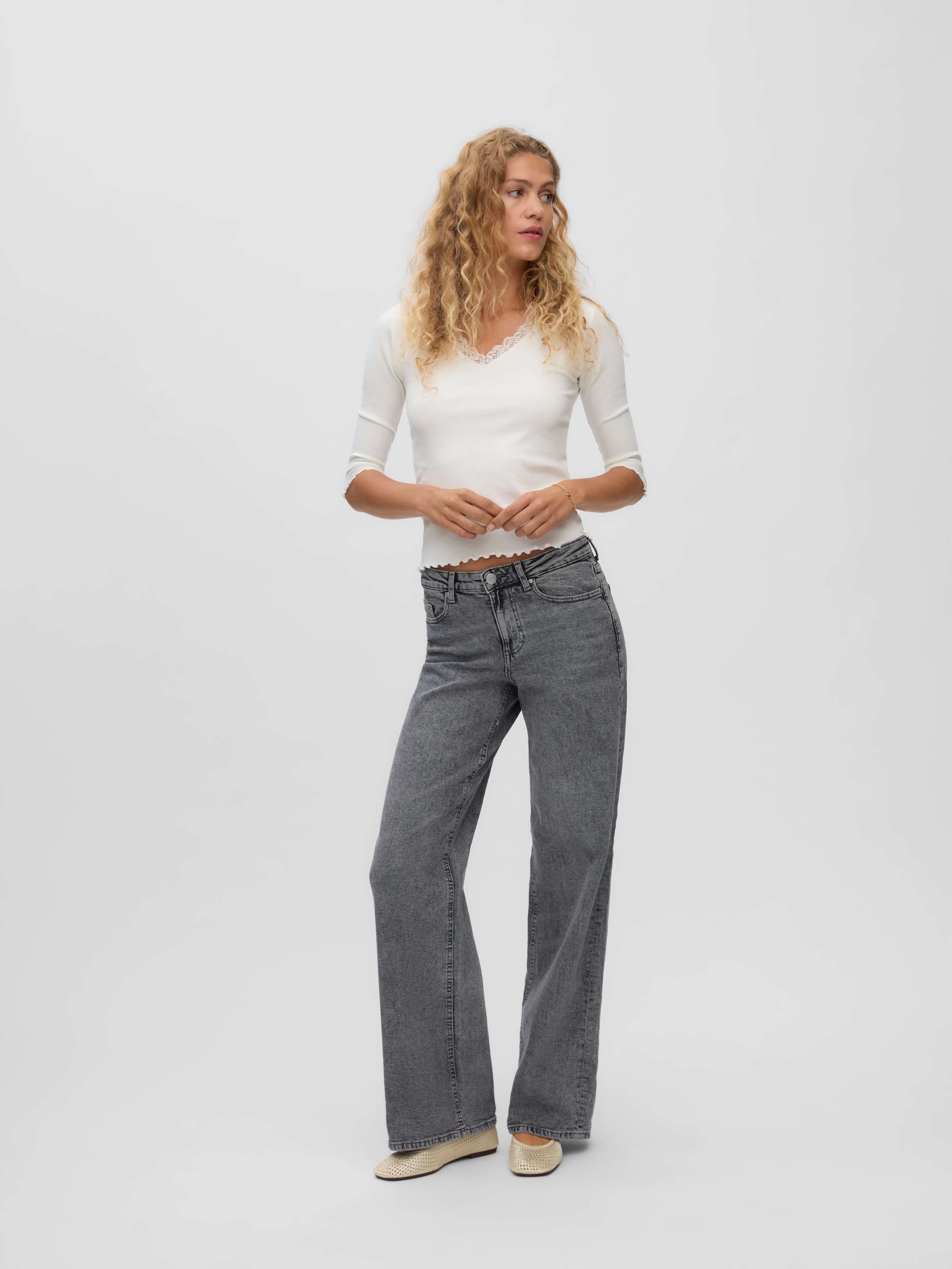Vero Moda Weite Jeans »VMSANDIE-STRETCH MR WIDE JNS RA269 NOOS« Baumwollmischung, wide fit, mid rise