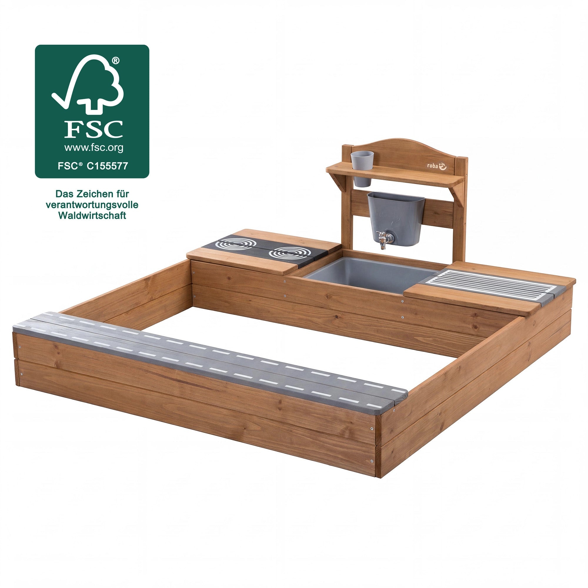 roba® Sandkasten »Outdoor+ Sandkasten mit Matschküche«