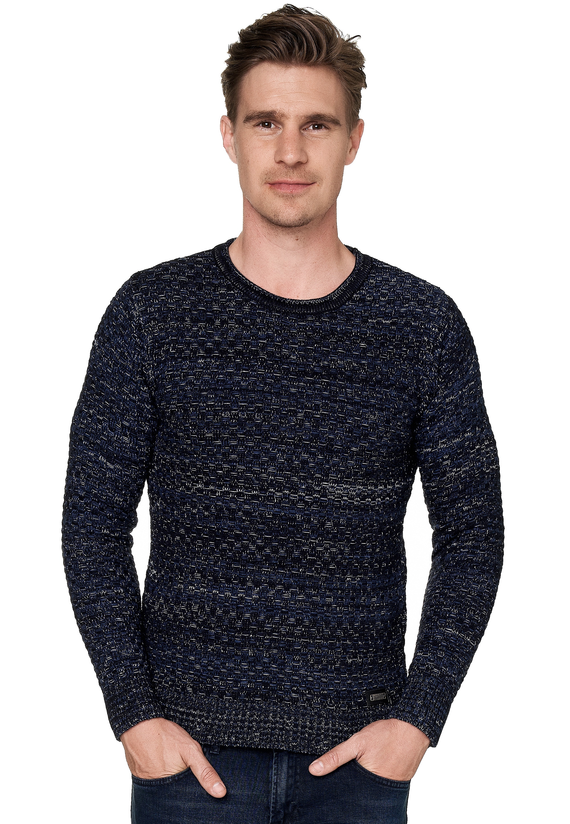 Rusty Neal Strickpullover, im melierten Design