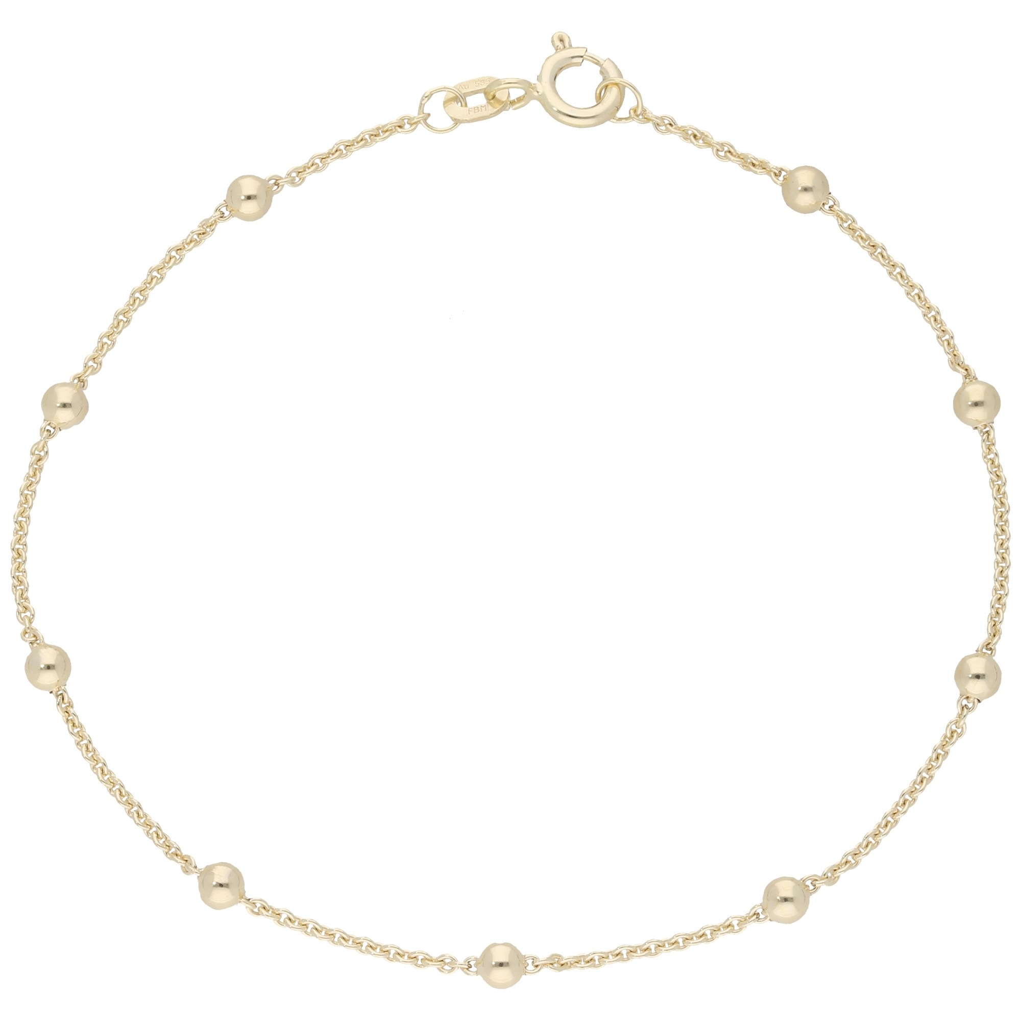 LUIGI MERANO Damen Armband "Ankerkette mit Kugeln, teilmassiv, Gold 585", 18,5cm, Gelbgold 585, gold, Gelbgold 585, Armbänder