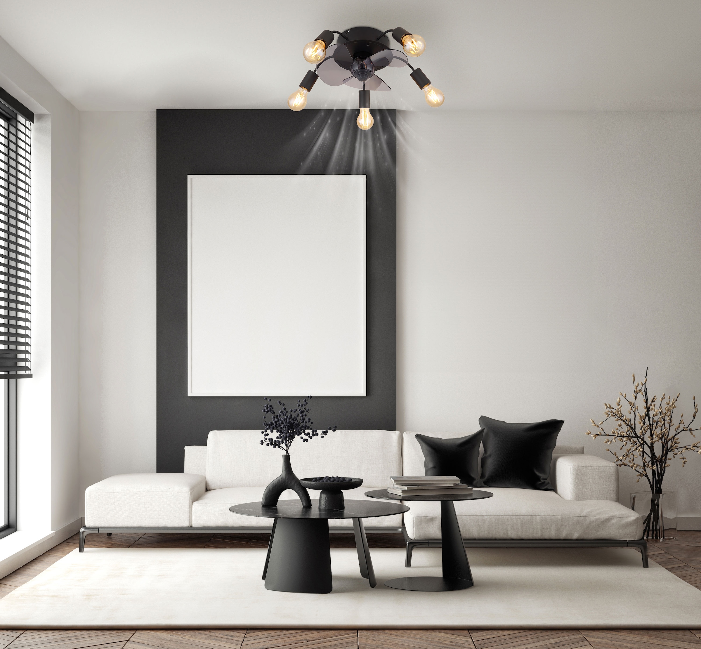 GLOBO LIGHTING Deckenleuchte »ALISHA«, Leuchtmittel E27 | ohne Leuchtmittel, Ventilator / Wohnbereich / Schlafzimmer / rund / schwarz / 3 Flügel