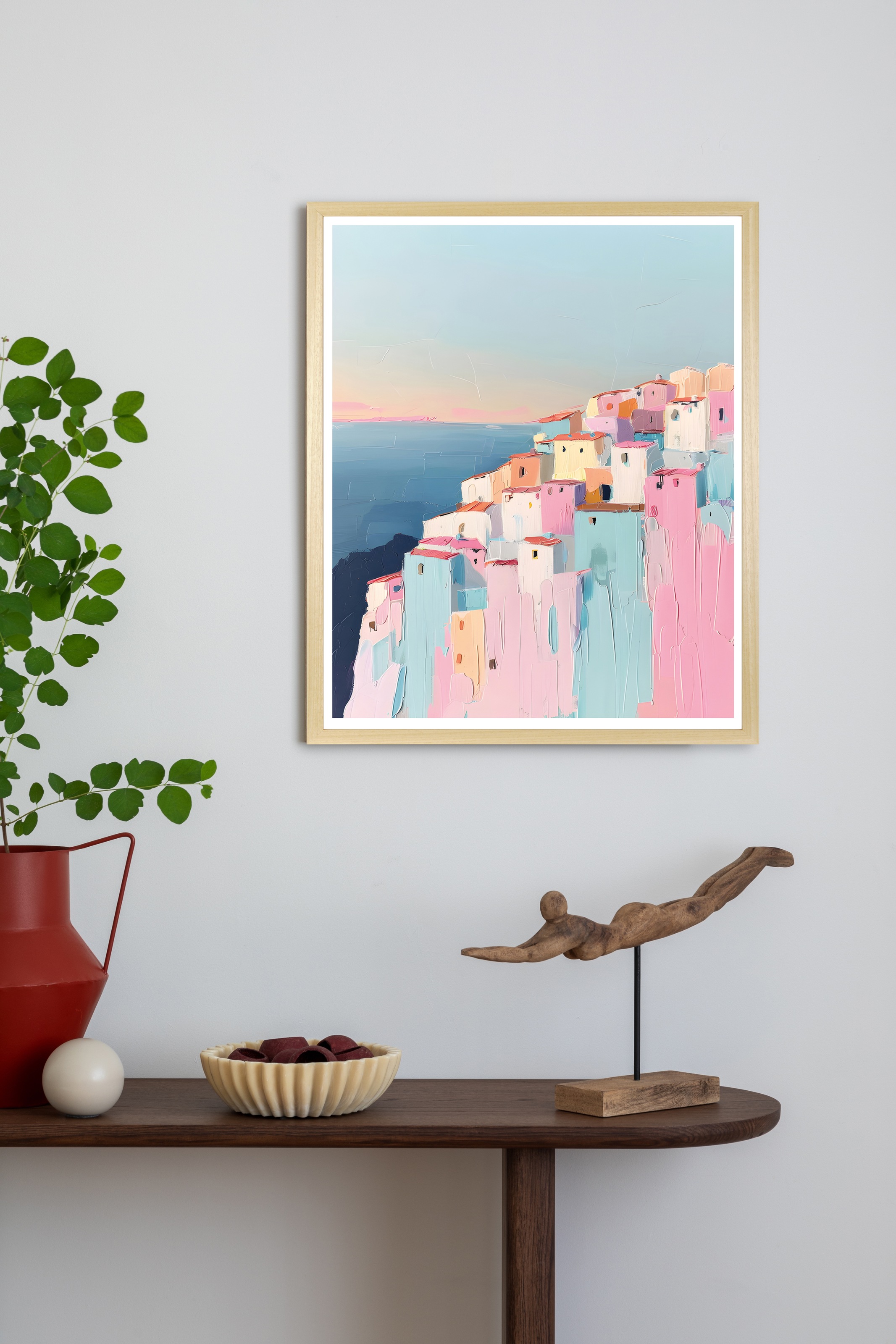 queence Bild mit Rahmen "Häuser am Meer" Elemente der Architektur  Fenster günstig online kaufen