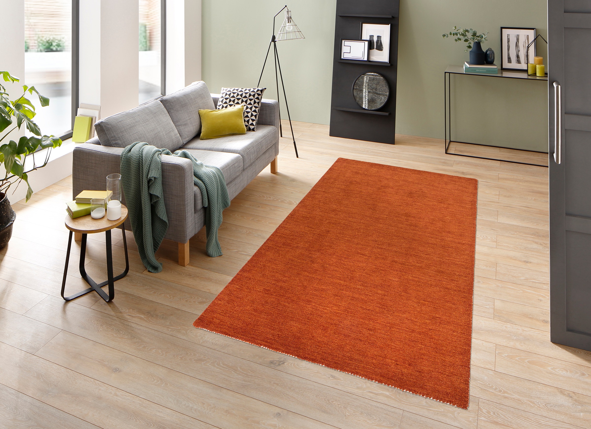 THEKO Wollteppich "Gabbeh Uni, Handgefertigt, Teppich, meliert, reine Wolle günstig online kaufen