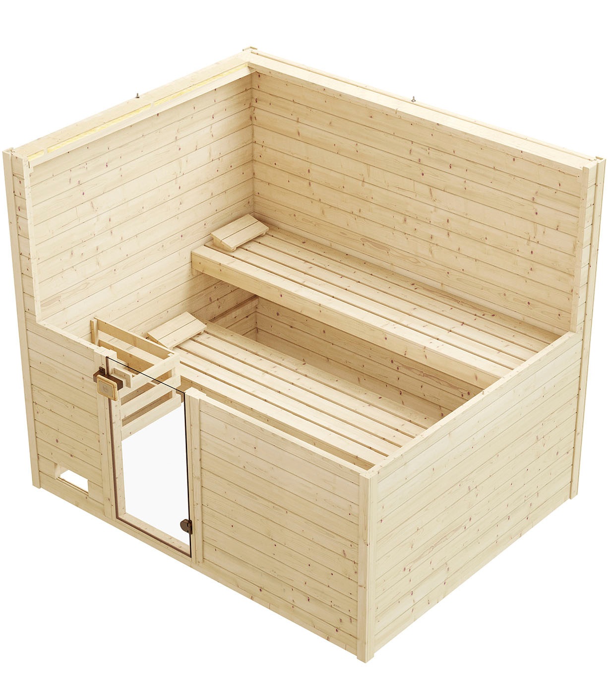 weka Sauna »Massivholzsauna VALIDA 4«, Blockbohlen, moderne Ganzglastür